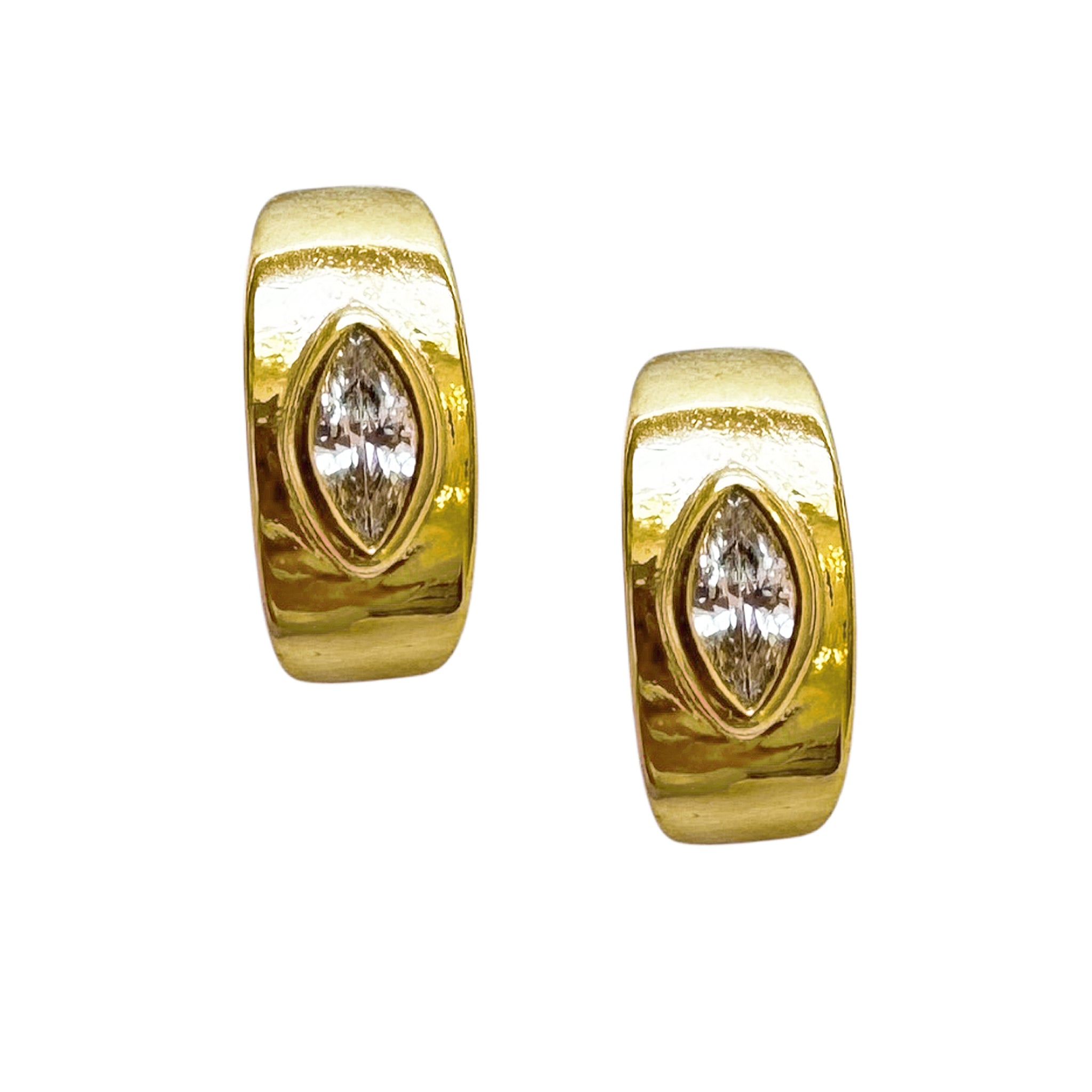 Sheila Fajl Celestia Huggie Hoop Earrings in Cubic Zirconia and Polished Gold Plated