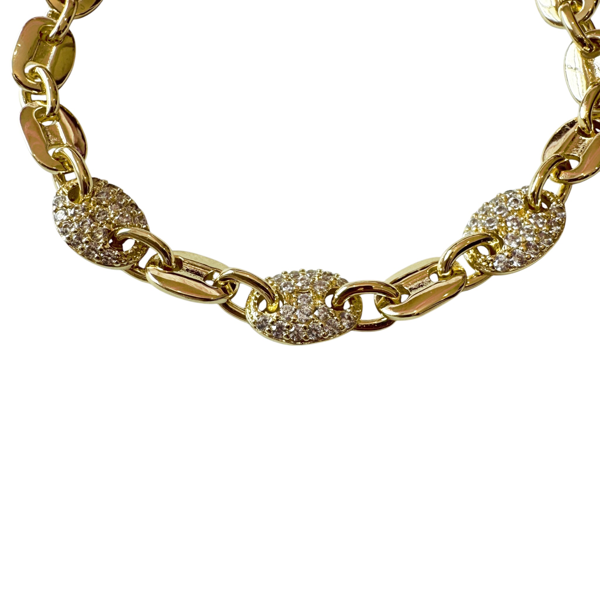 Sheila Fajl Celestia Chain Link Bracelet in Cubic Zirconia and Polished Gold Plated