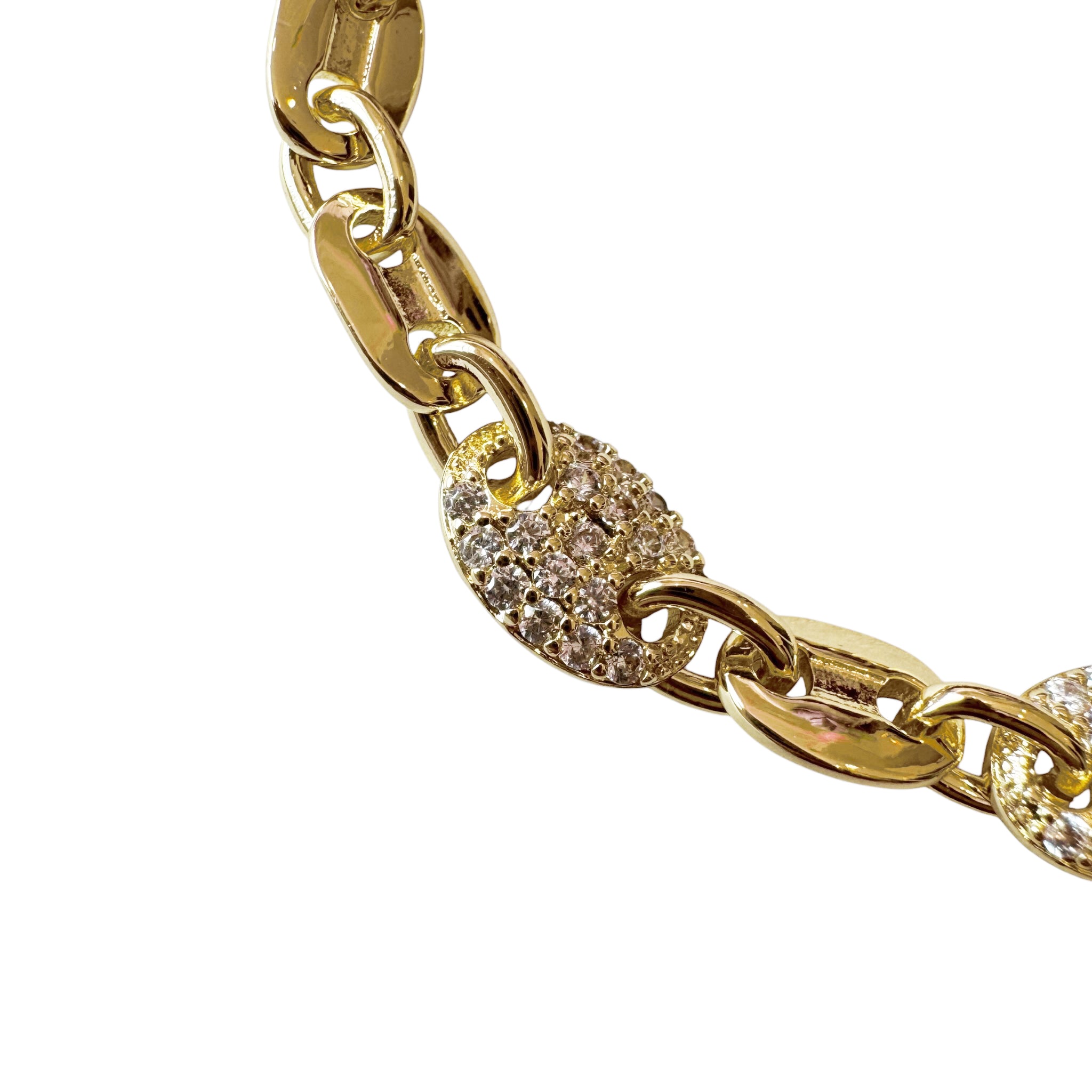 Sheila Fajl Celestia Chain Link Bracelet in Cubic Zirconia and Polished Gold Plated