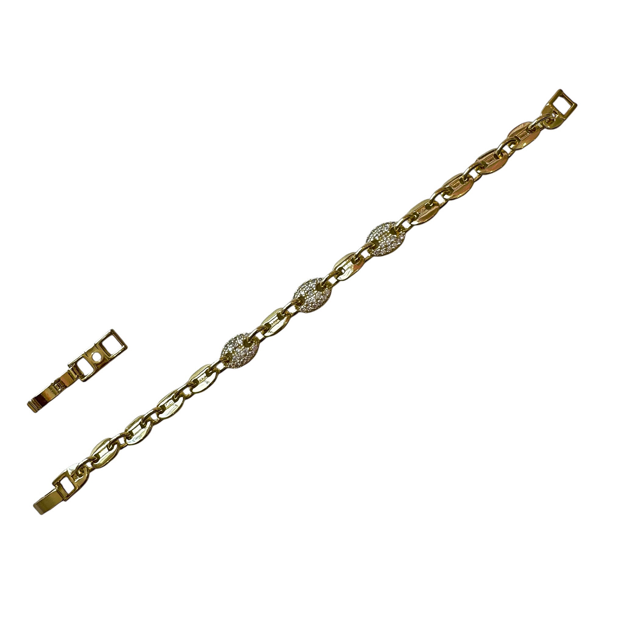 Sheila Fajl Celestia Chain Link Bracelet in Cubic Zirconia and Polished Gold Plated