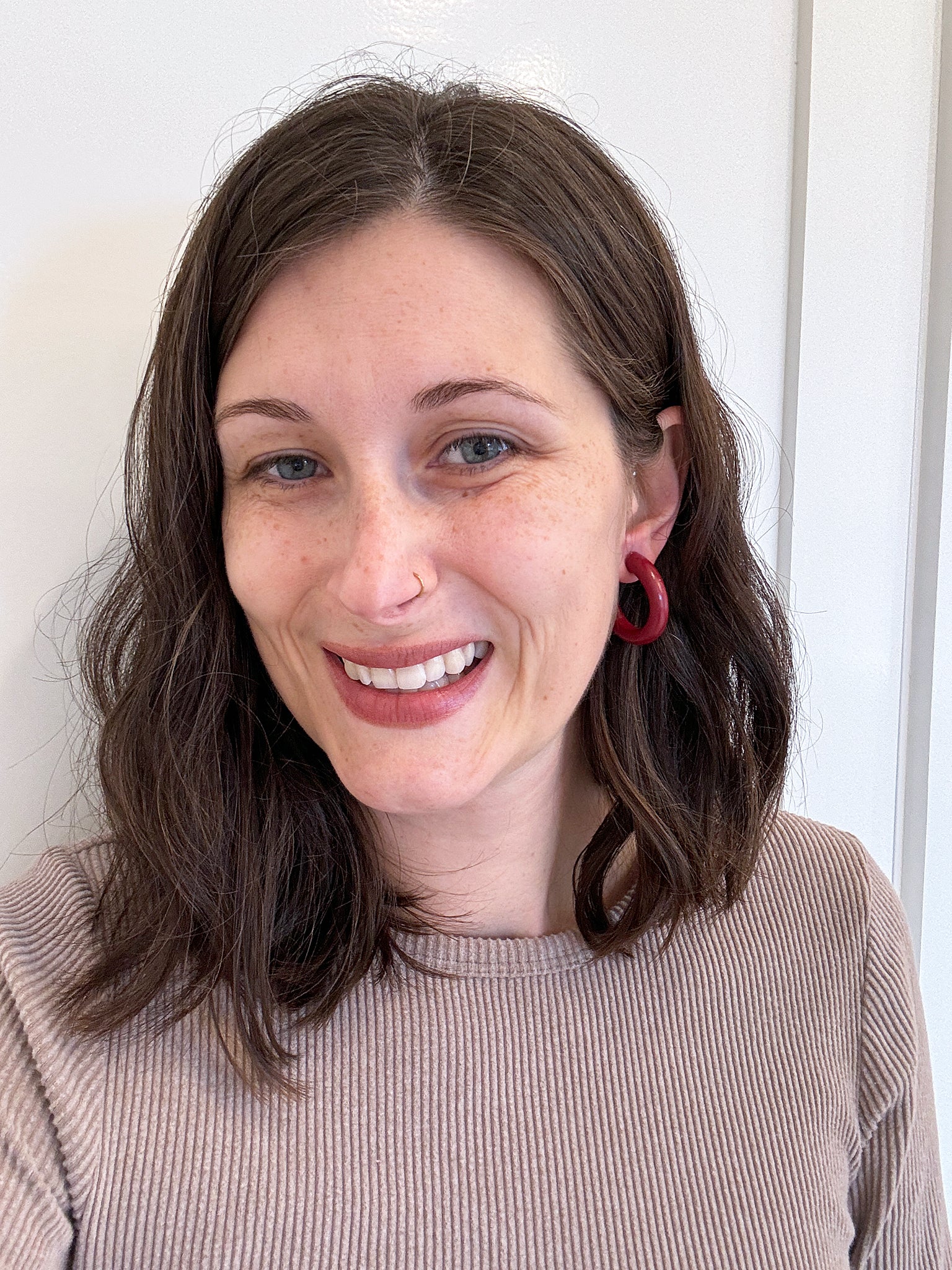 Sheila Fajl Thick Small Chantal Hoop Earrings in Painted Maroon