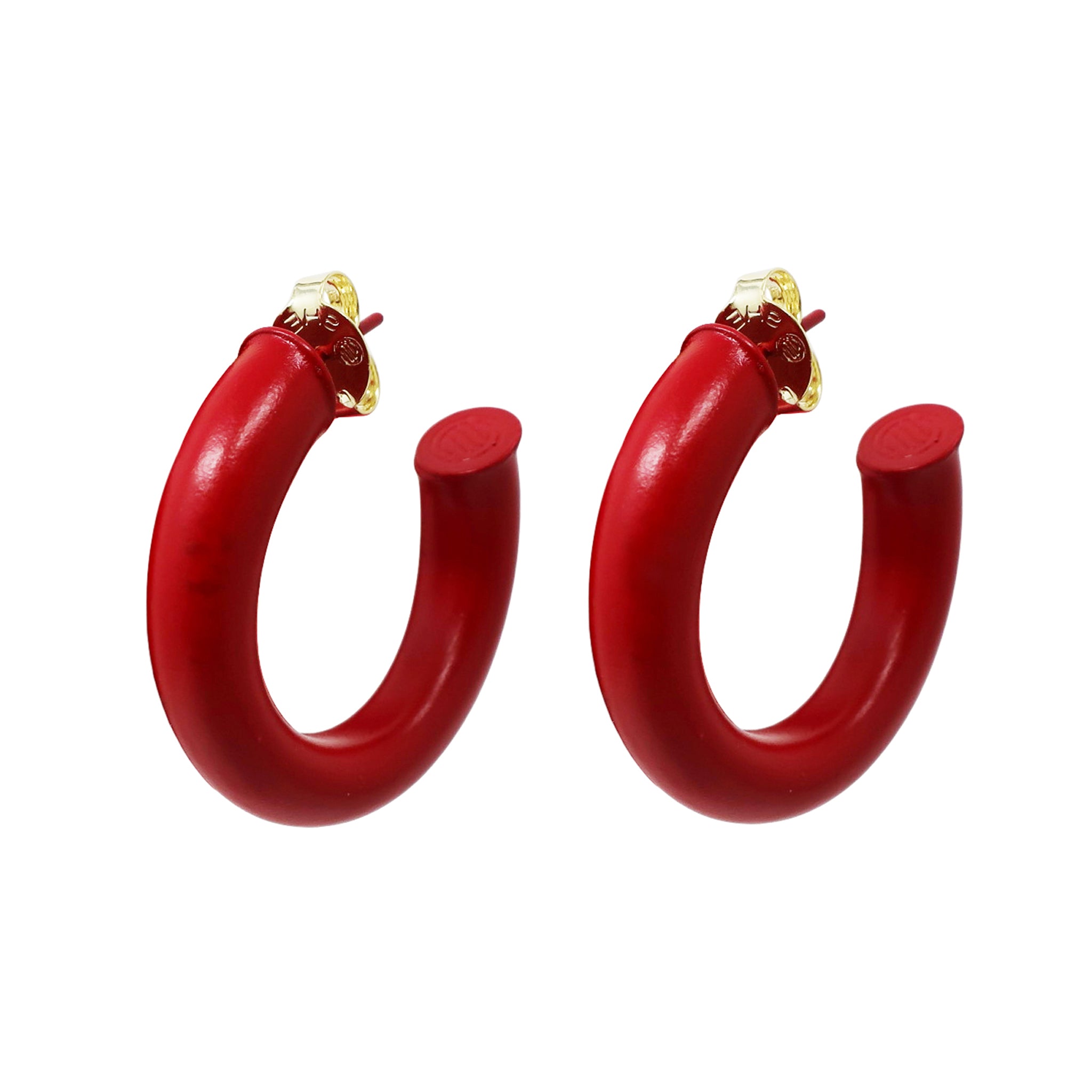 Sheila Fajl Thick Small Chantal Hoop Earrings in Painted Red
