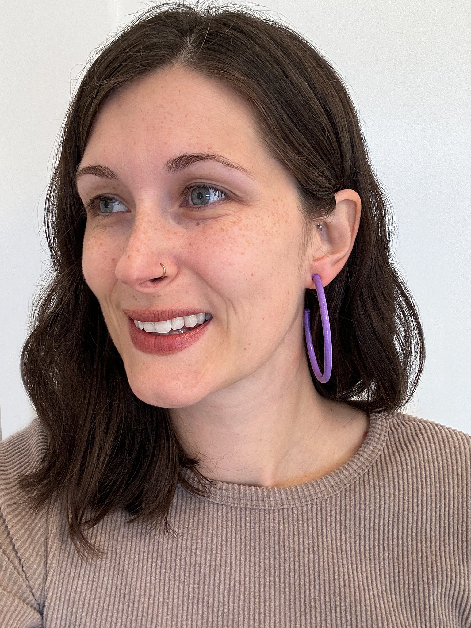 Sheila Fajl 2.5 Inch Everybody's Favorite Hoop Earrings in Painted Purple