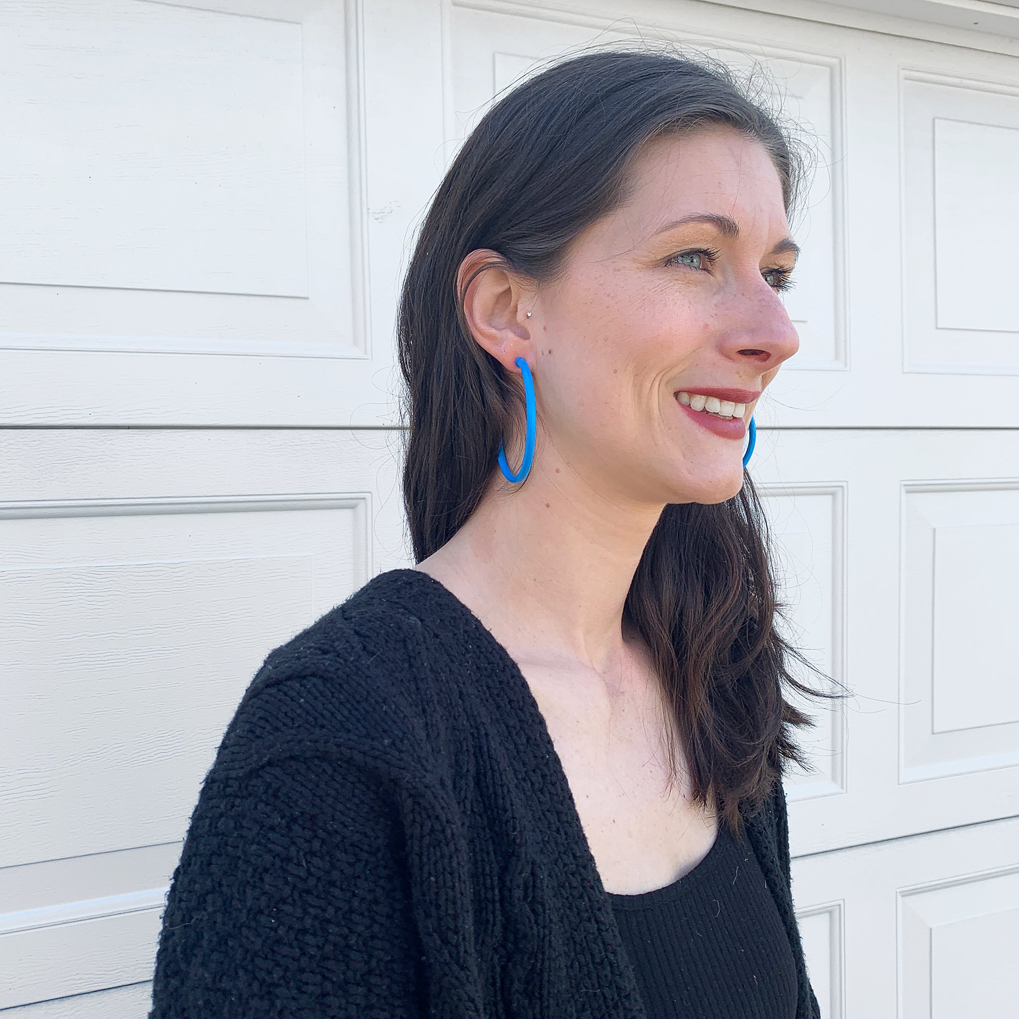 Sheila Fajl 2.5 Inch Everybody's Favorite Hoop Earrings in Painted Blue