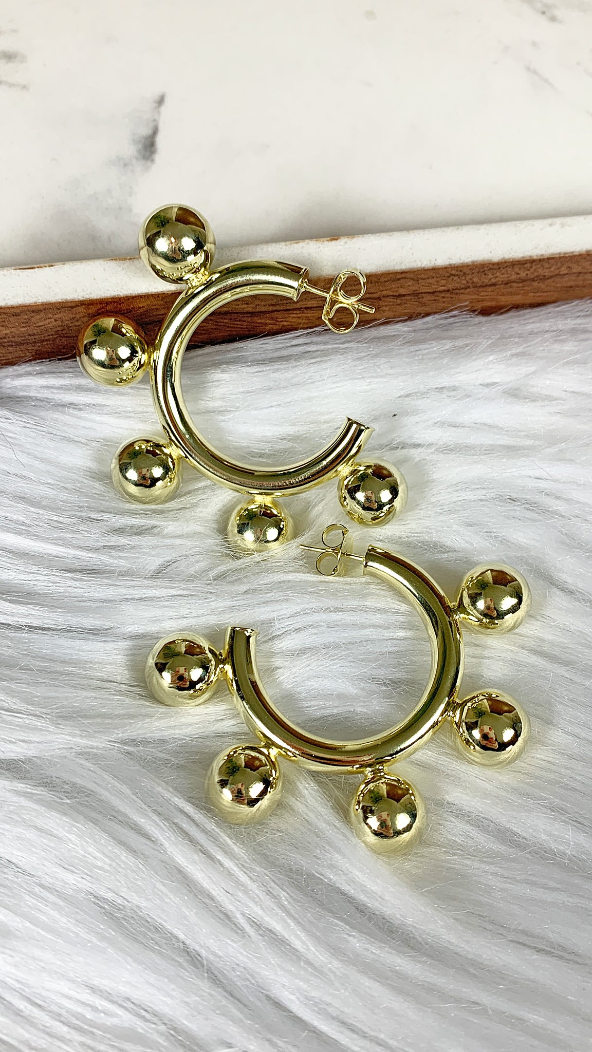 Sheila Fajl Augusta Large Ball Statement Hoop Earrings in Polished Gold Plated