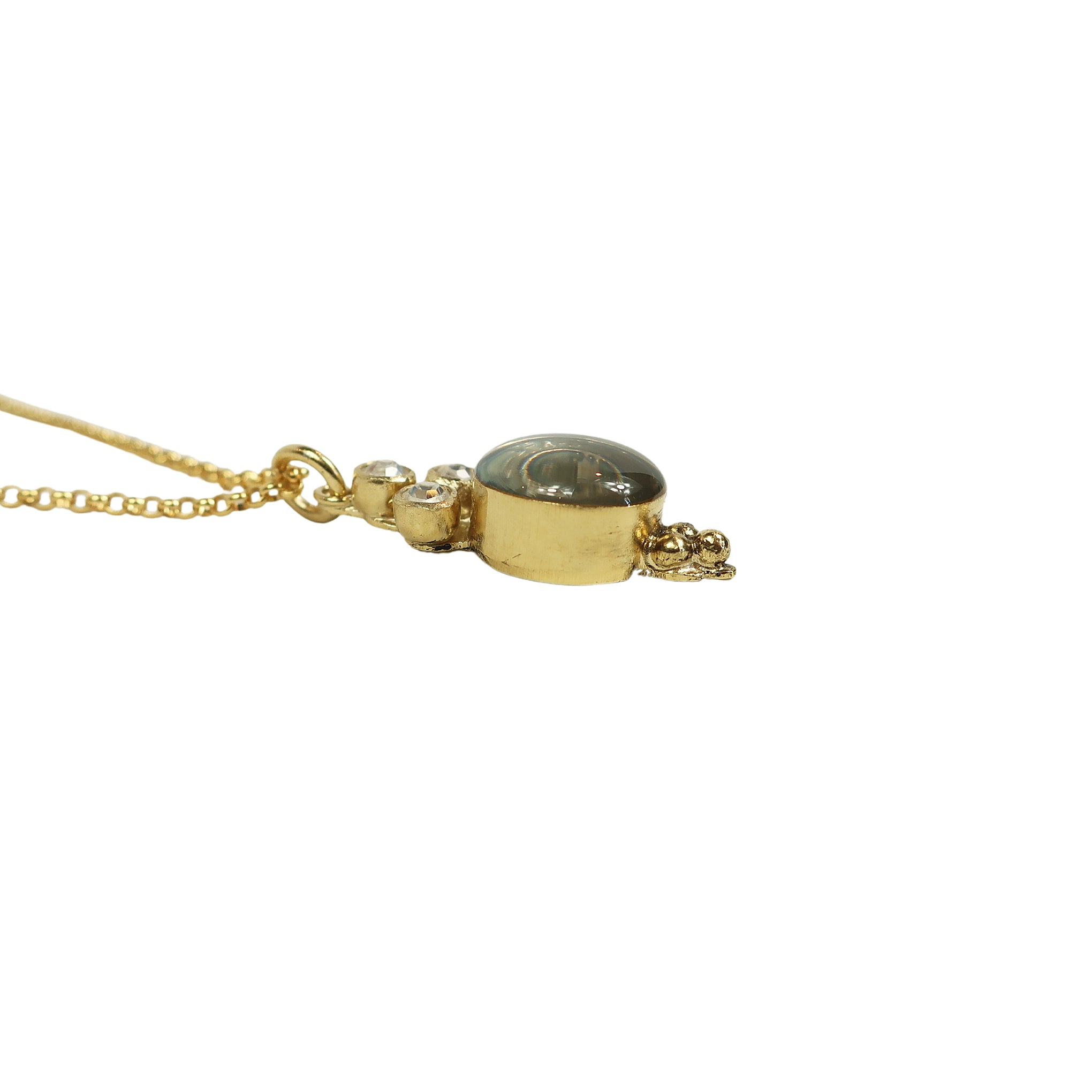 VSA Lucia San Benito Pendant Necklace in Gold Vermeil and Clear Crystal