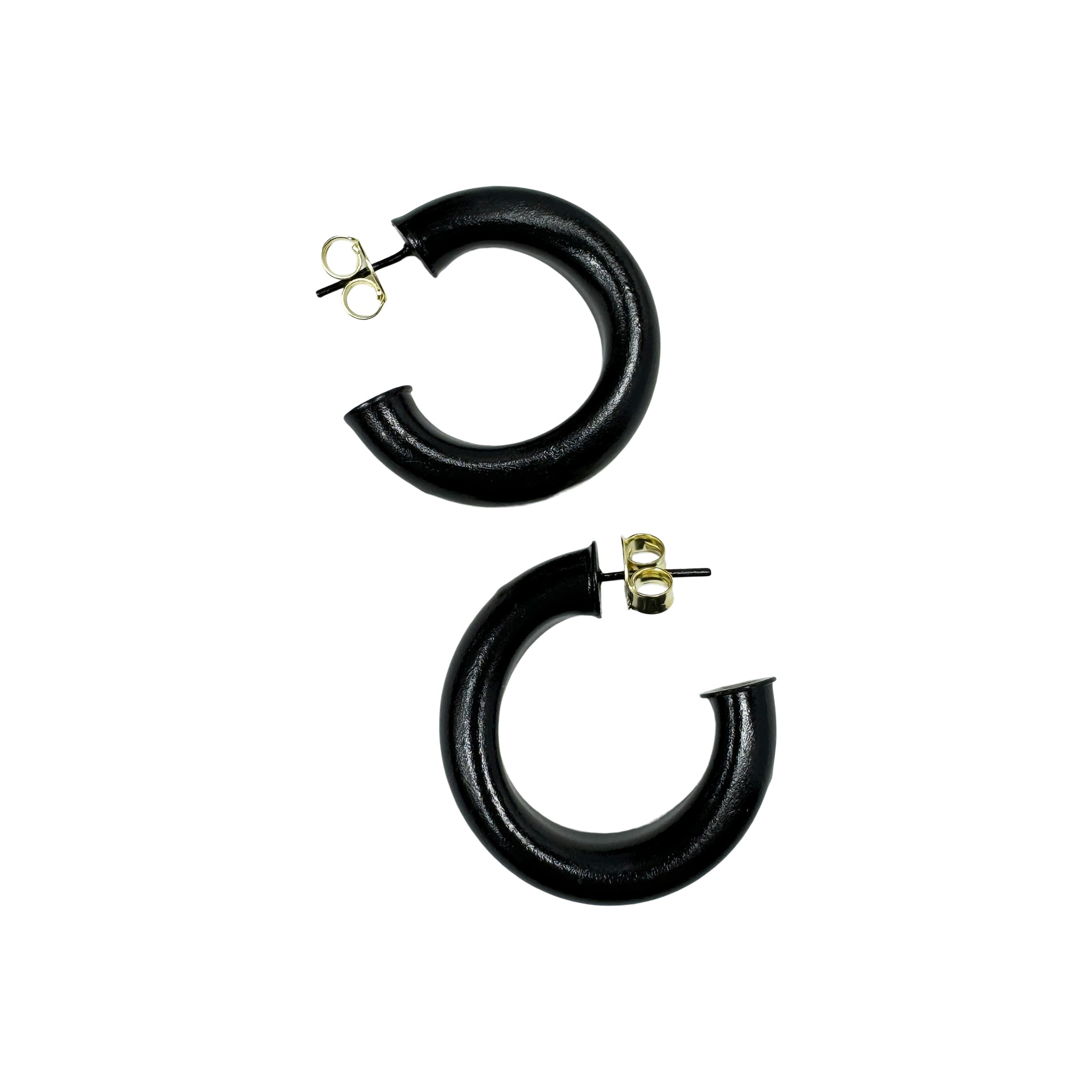 Sheila Fajl Thick Small Chantal Hoop Earrings in Painted Black