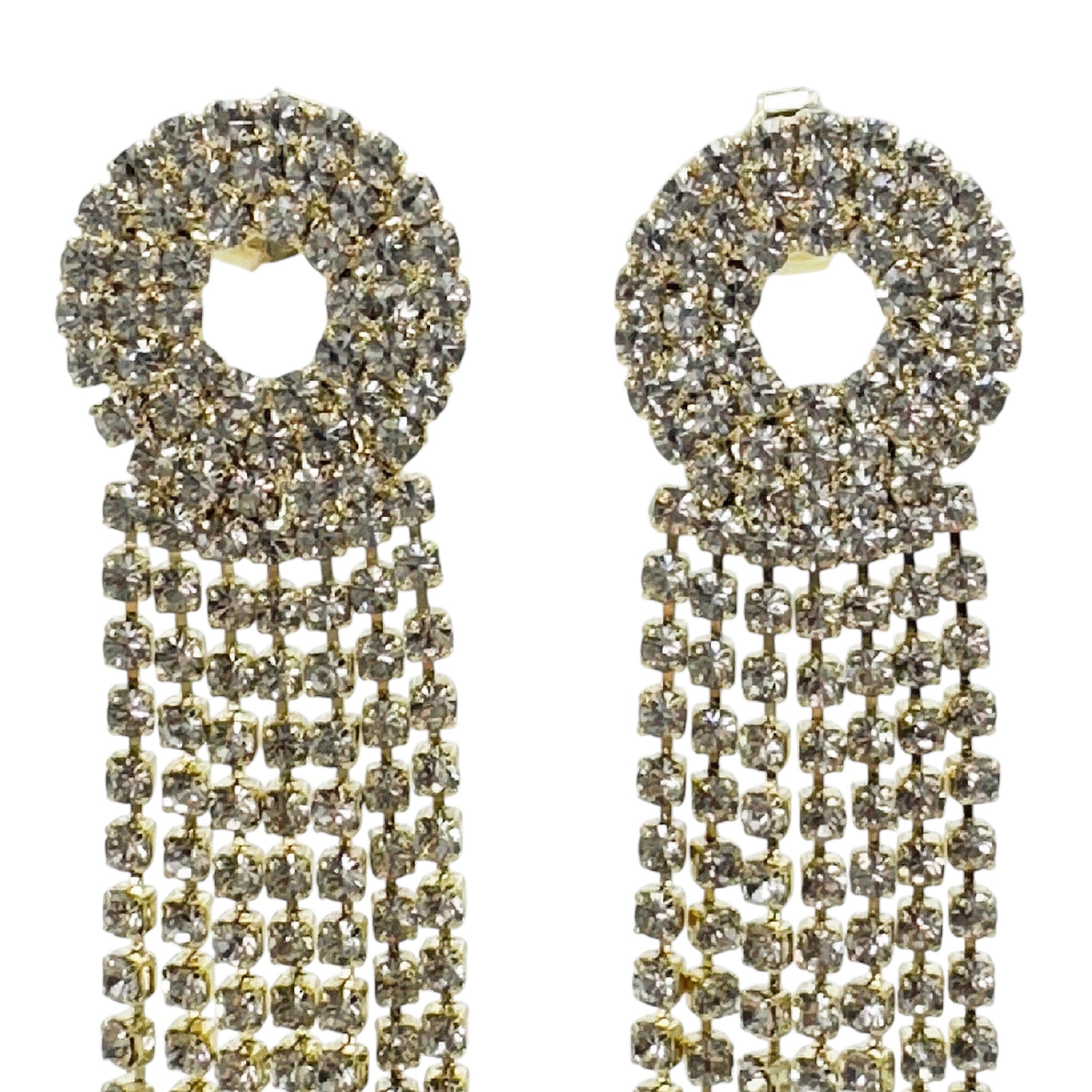 Sheila Fajl Jade Open Circle Large Chandelier Statement Earrings in CZ and Gold Plated