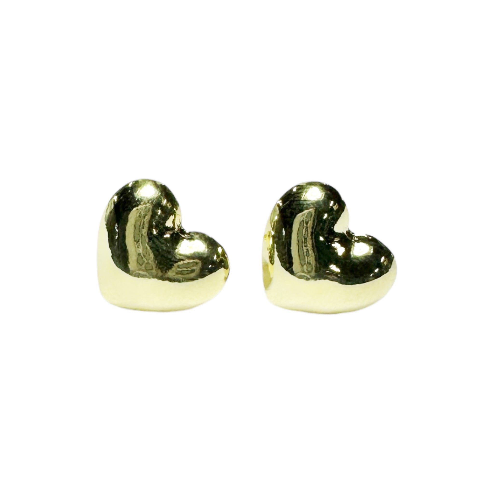 Sheila Fajl Petite Mercy Puffy Heart Stud Earrings in 18k in Polished Gold Plated