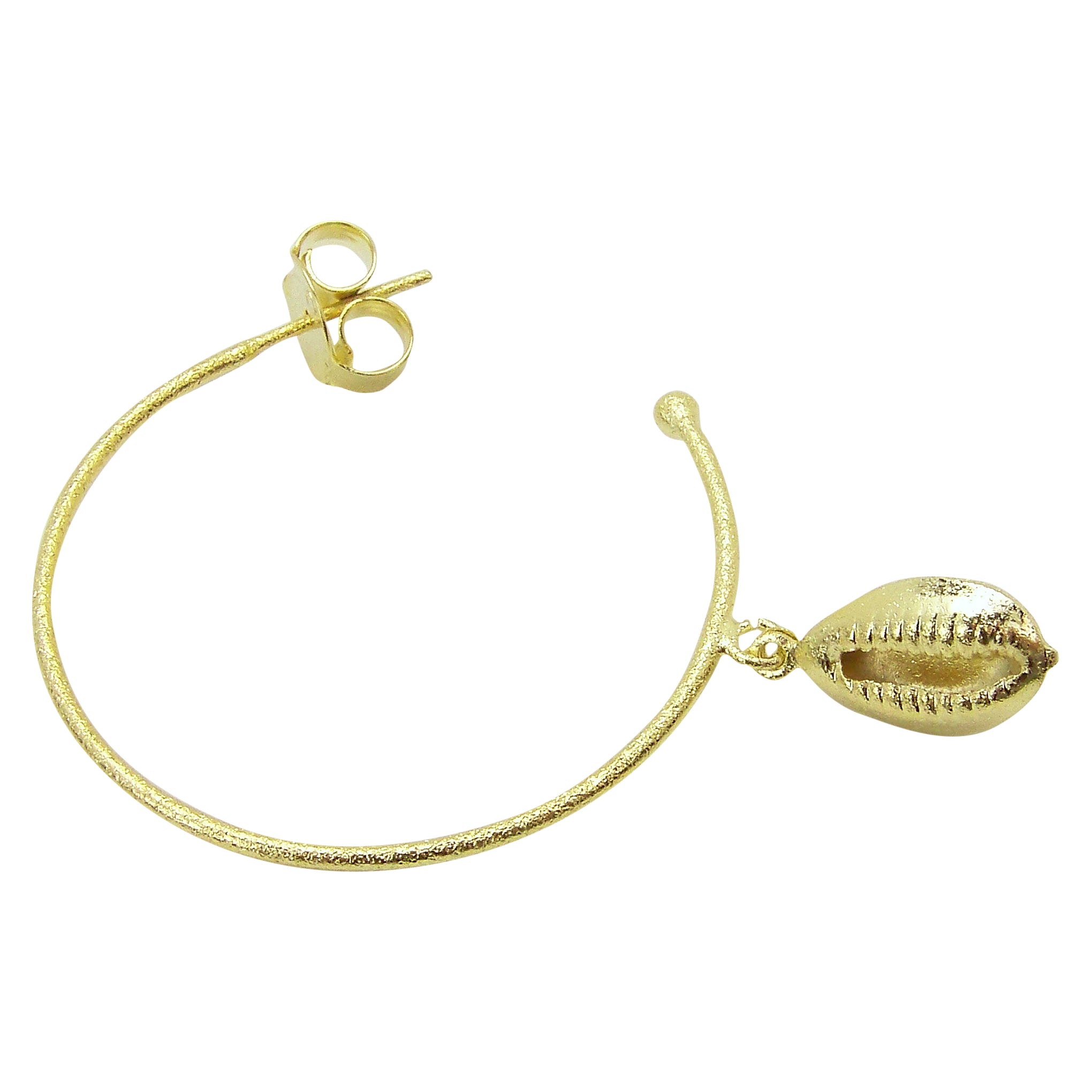 Sheila Fajl Atlantic Hoop Earrings with Shell Charm in Gold Plated