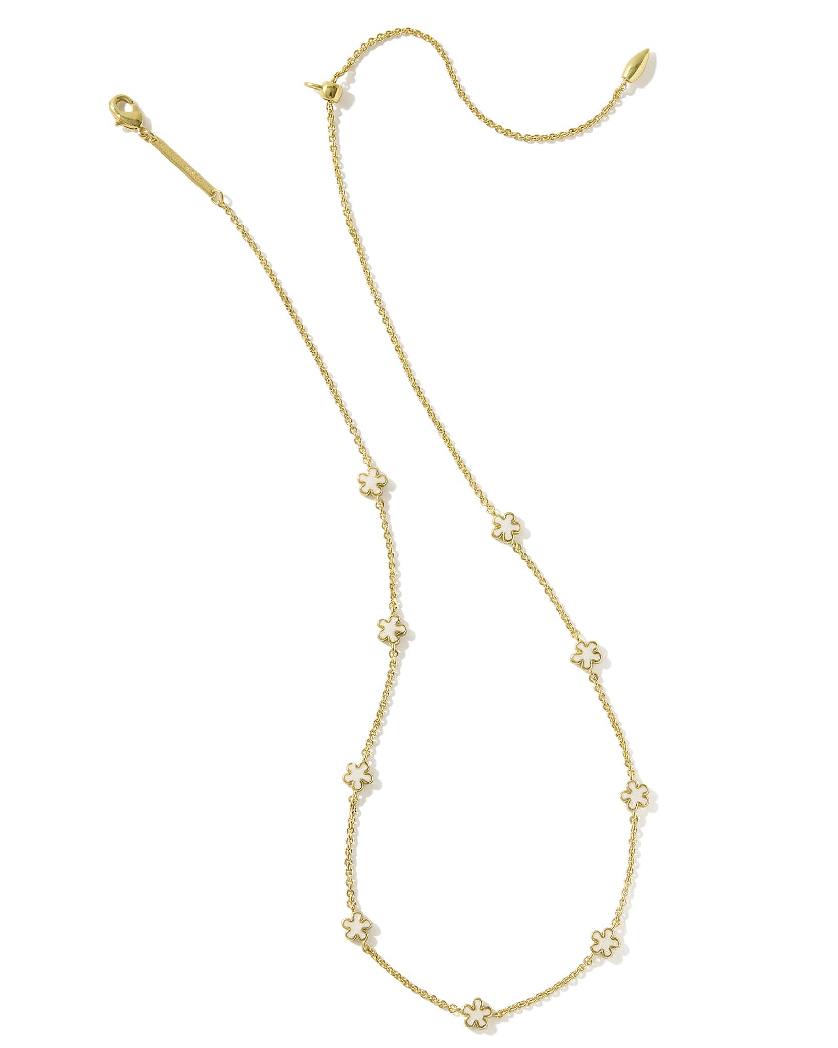 Kendra Scott Jane Flower Strand Necklace in White Enamel and Gold Plated