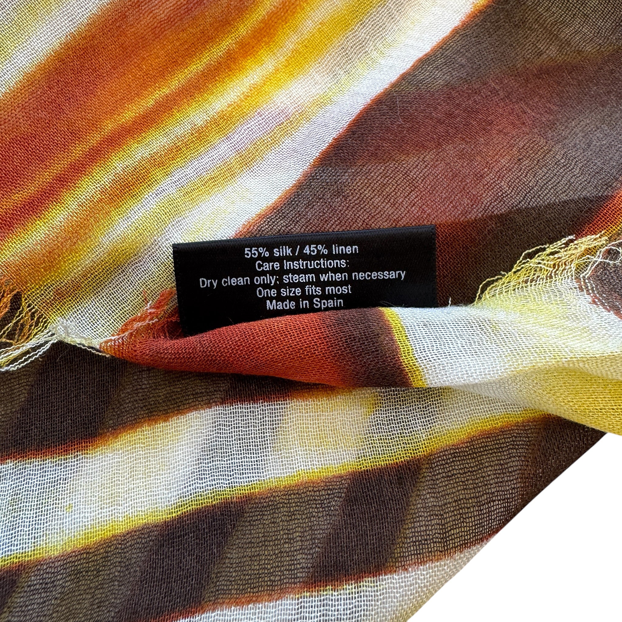 Blue Pacific Animal Safari Silk and Linen Neckerchief Scarf in Yellow Golden Orange Zebra Print