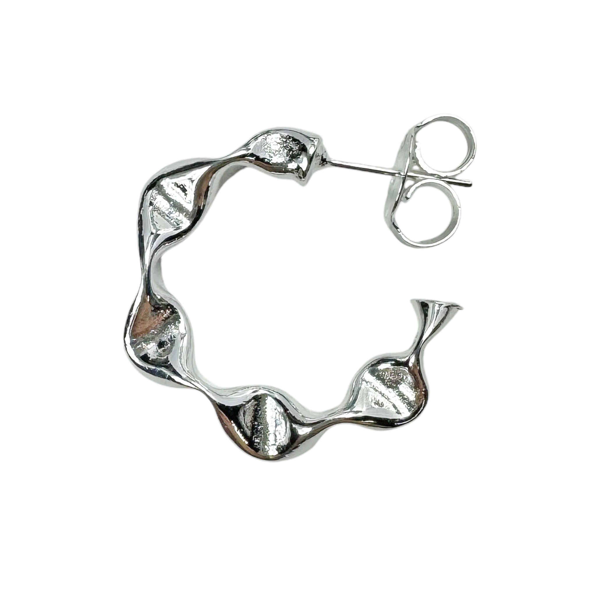 Sheila Fajl Wrinkled Hoop Earrings in Polished Silver Plated