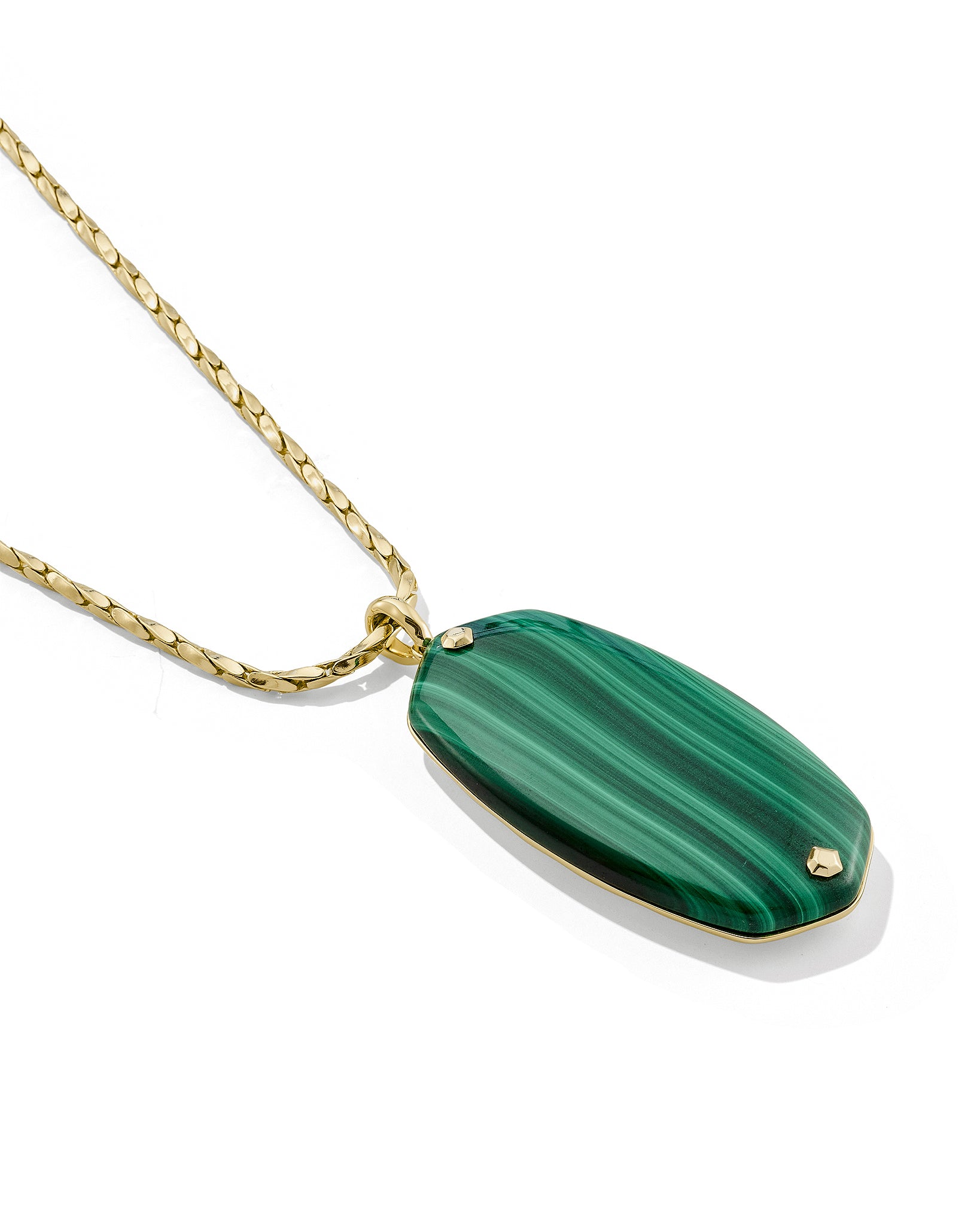 Kendra Scott Danielle Riveted Reversible Long Pendant Necklace in Green Malachite and Gold
