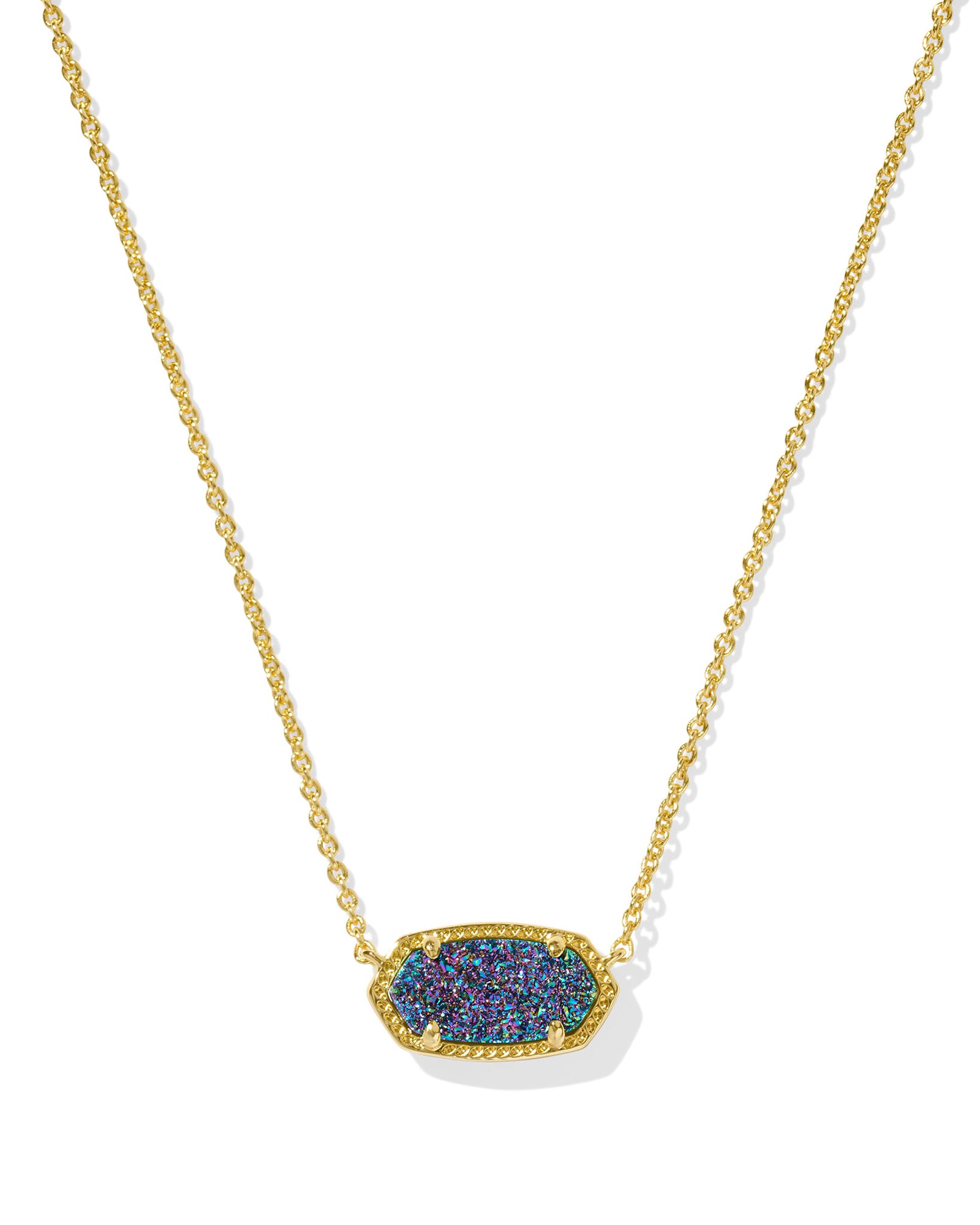 Kendra Scott Elisa Oval Pendant Necklace in Multi Drusy and Gold