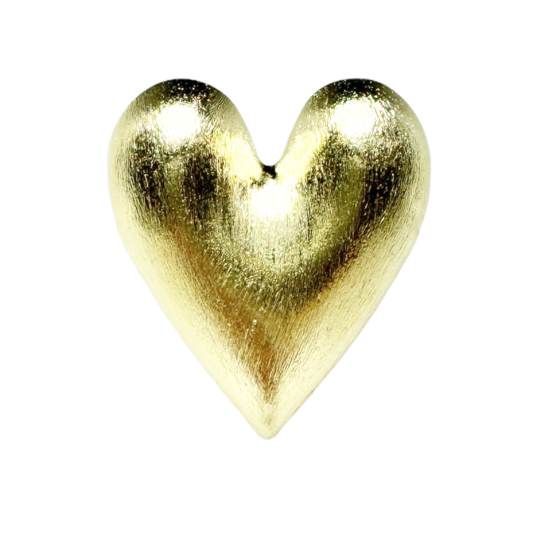 Sheila Fajl Small Mercy Puffy Heart Stud Earrings in 18k in Brushed Gold Plated