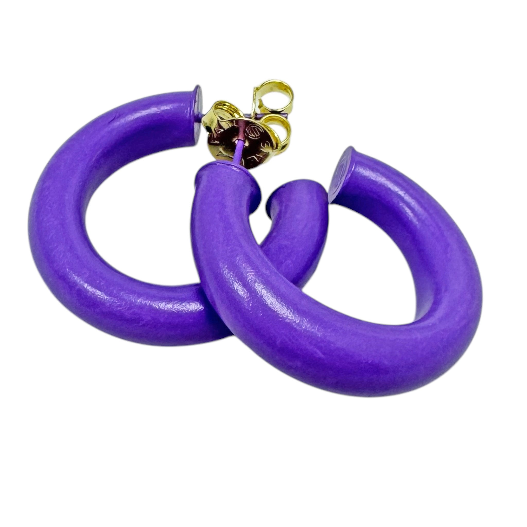 Sheila Fajl Thick Small Chantal Hoop Earrings in Painted Purple