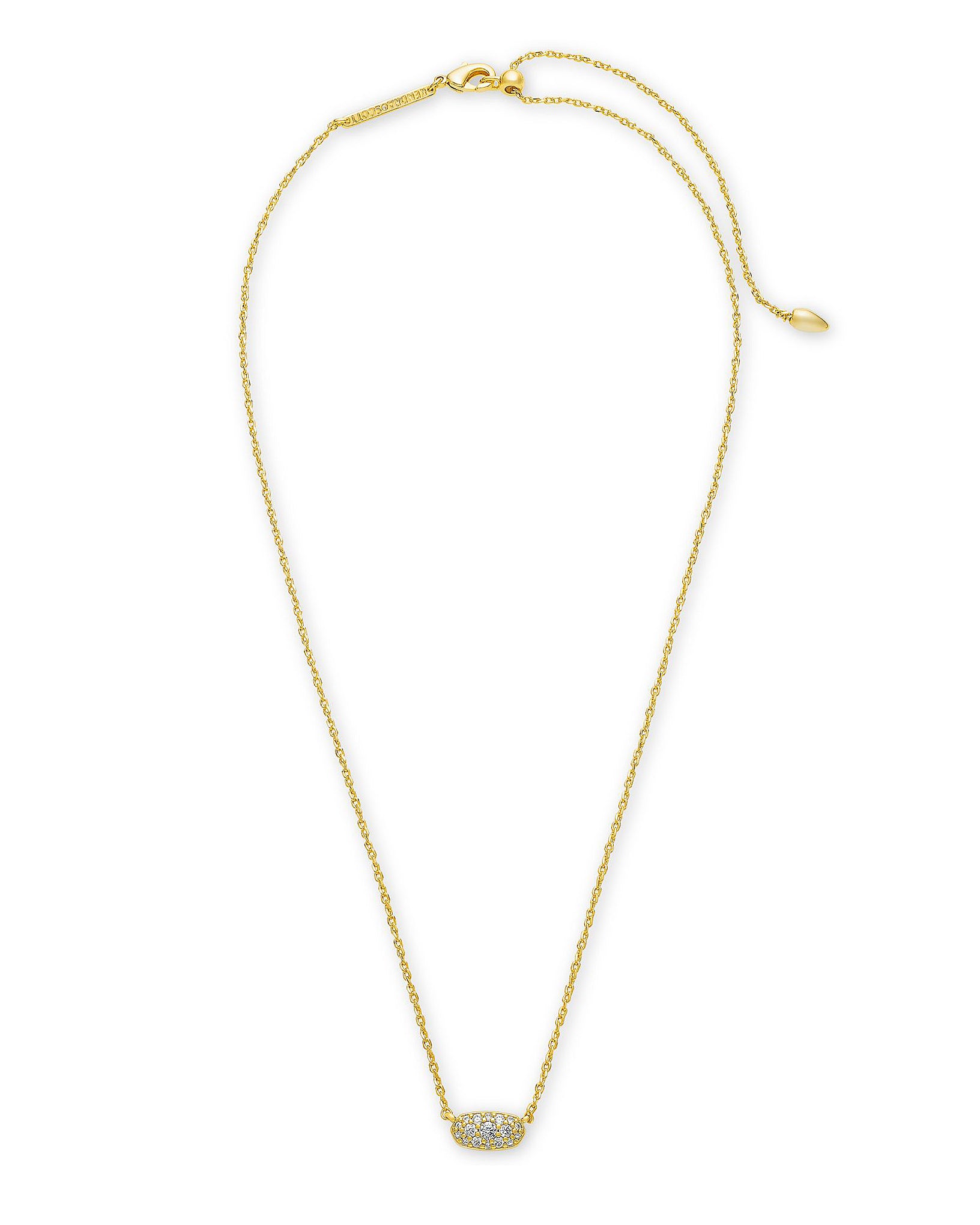 Kendra Scott Grayson Oval Pendant Necklace in White Crystal and Gold Plated