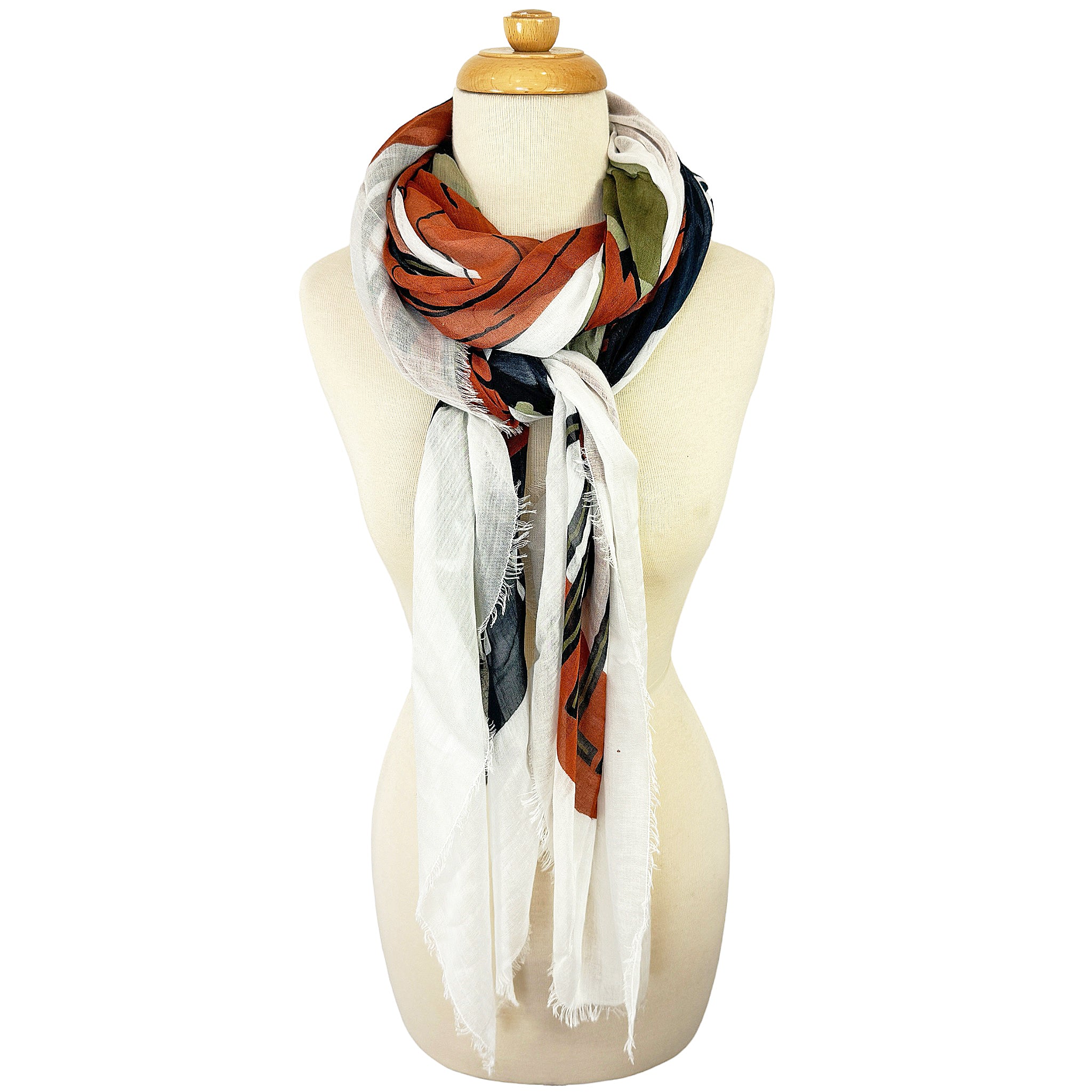 Blue Pacific Micromodal Vintage Vineyard Sonoma Scarf in Rust Olive and Black