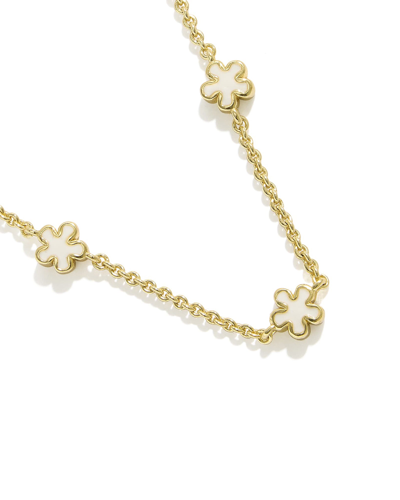 Kendra Scott Jane Flower Strand Necklace in White Enamel and Gold Plated