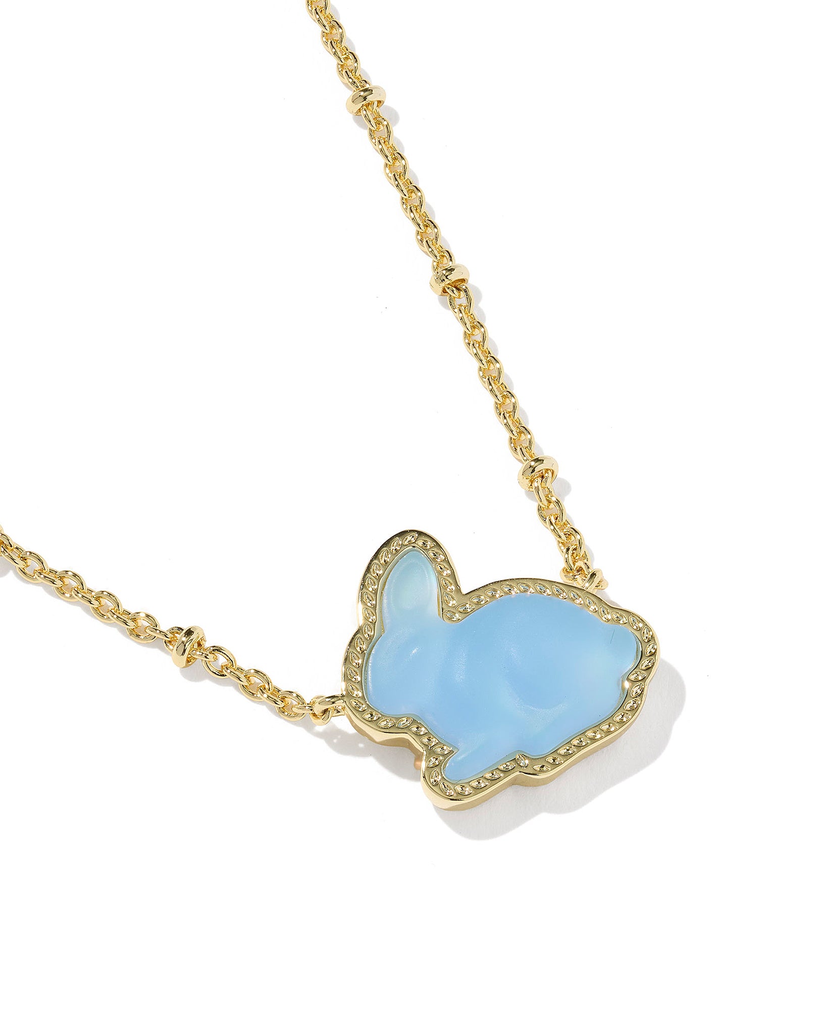 Kendra Scott Bunny Satellite Chain Pendant Necklace in Matte Light Blue Dichroic Glass and Gold Plated