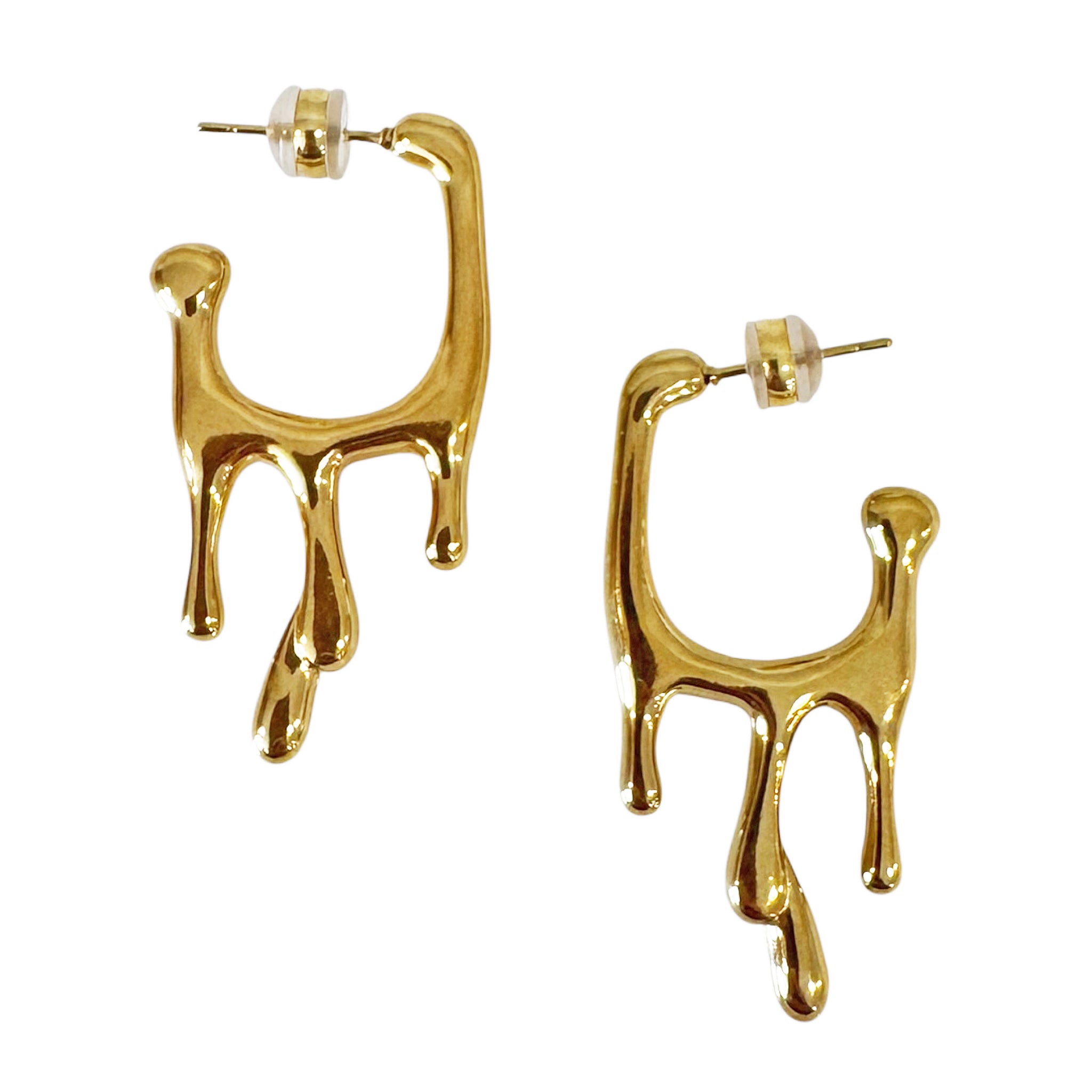 Peter and June Drip Drop Hoop Earrings in Polished 18k Gold Plated