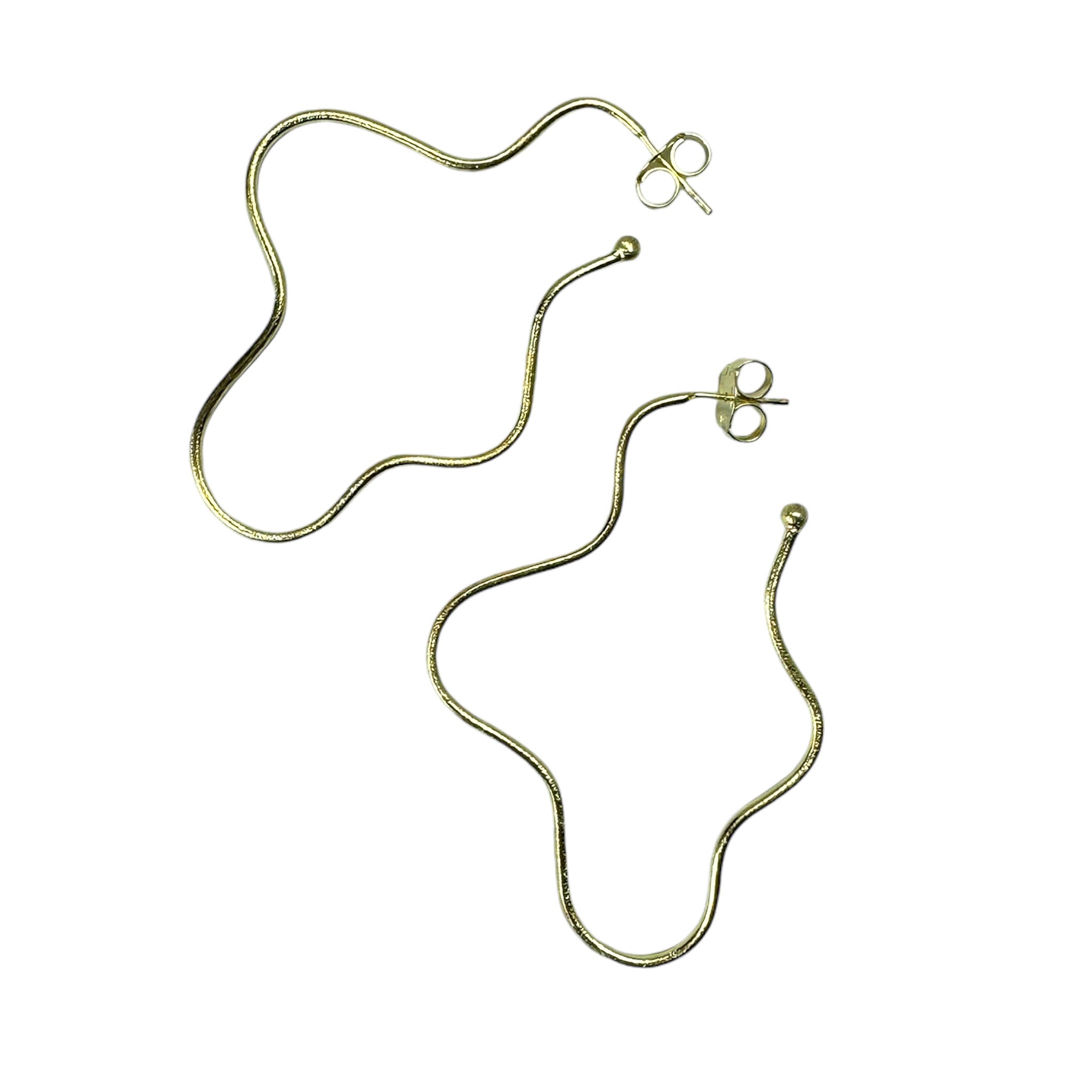 Sheila Fajl Wiggle Wiggle Long Large Hoop Earrings in 18k Brushed Gold Plated