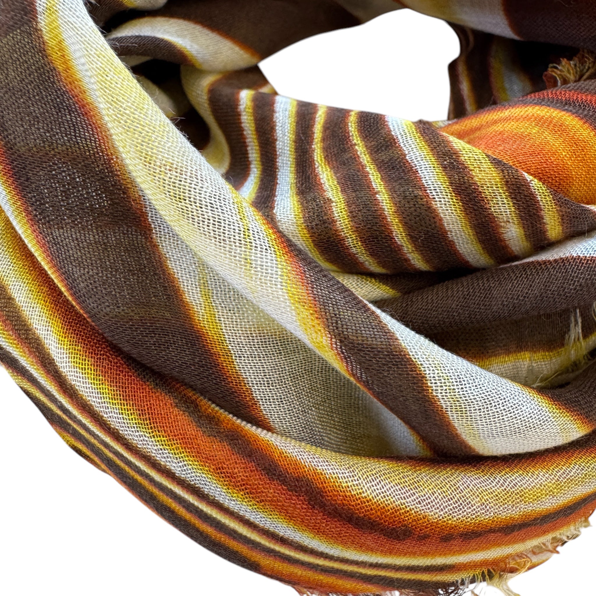 Blue Pacific Animal Safari Silk and Linen Neckerchief Scarf in Yellow Golden Orange Zebra Print