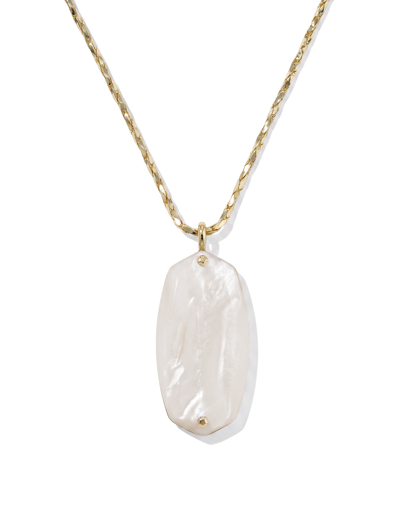 Kendra Scott Danielle Riveted Reversible Long Pendant Necklace in Ivory Mother of Pearl and Gold