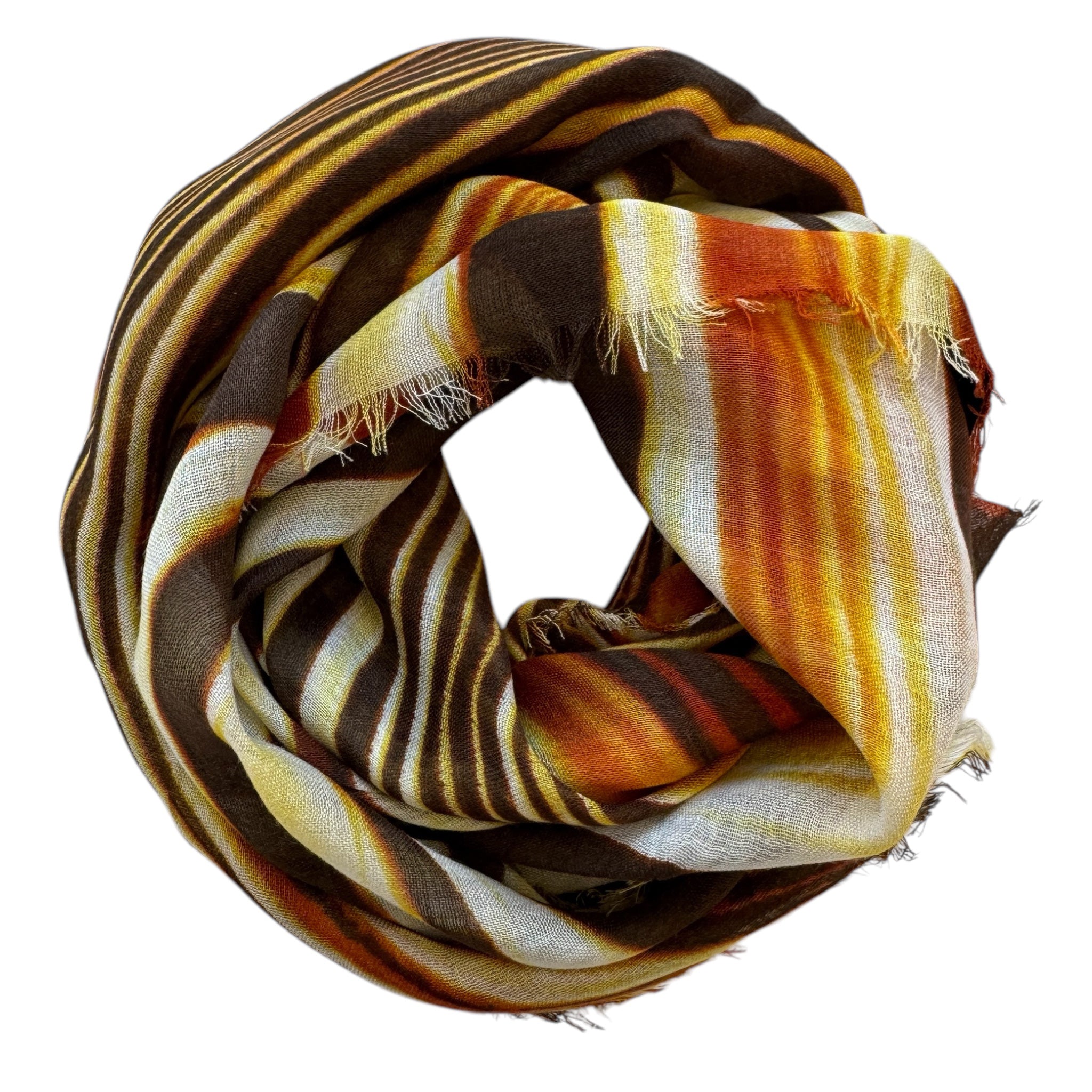 Blue Pacific Animal Safari Silk and Linen Neckerchief Scarf in Yellow Golden Orange Zebra Print