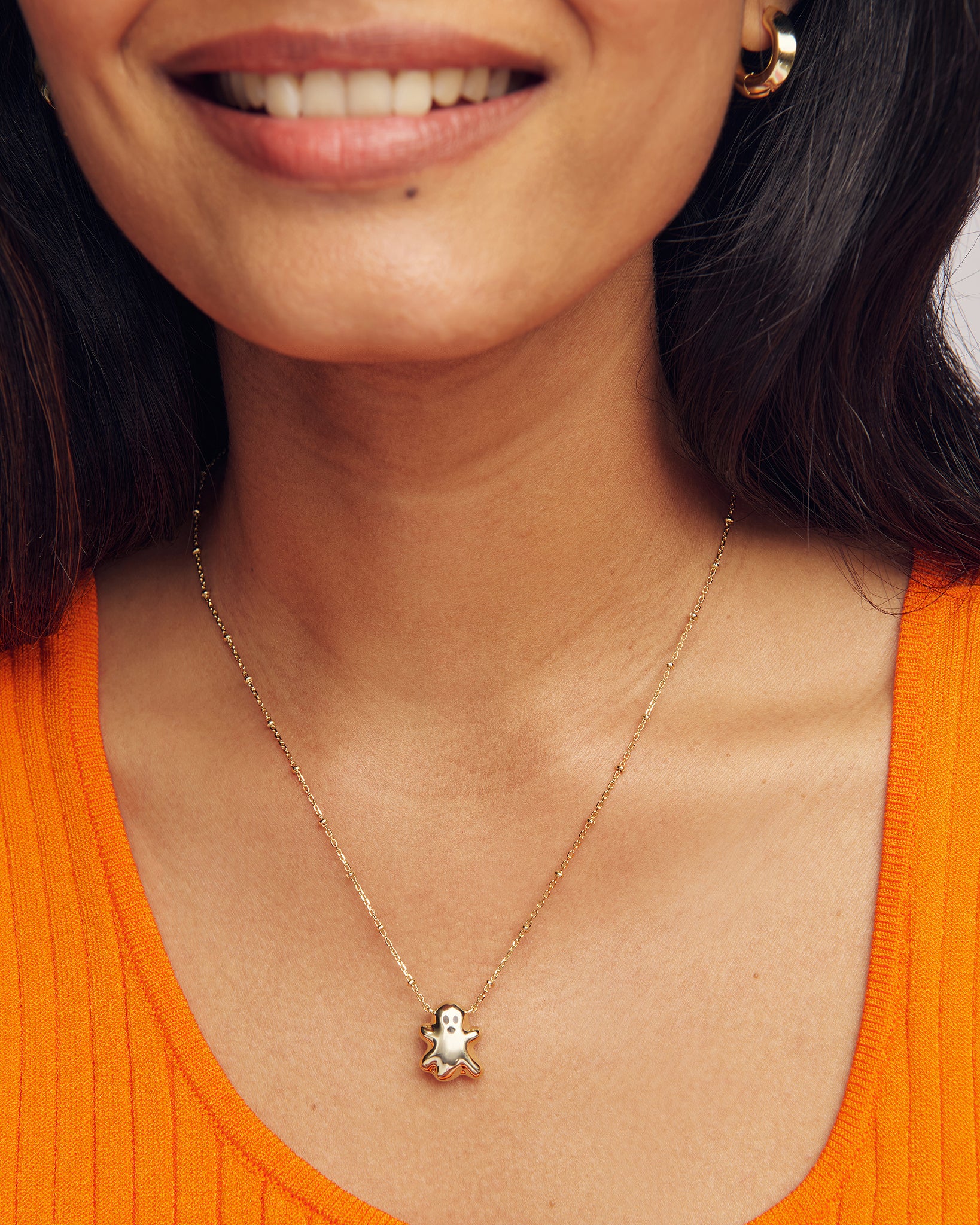 Kendra Scott Ghost Short Pendant Necklace in White Glow in the Dark Glass and Gold