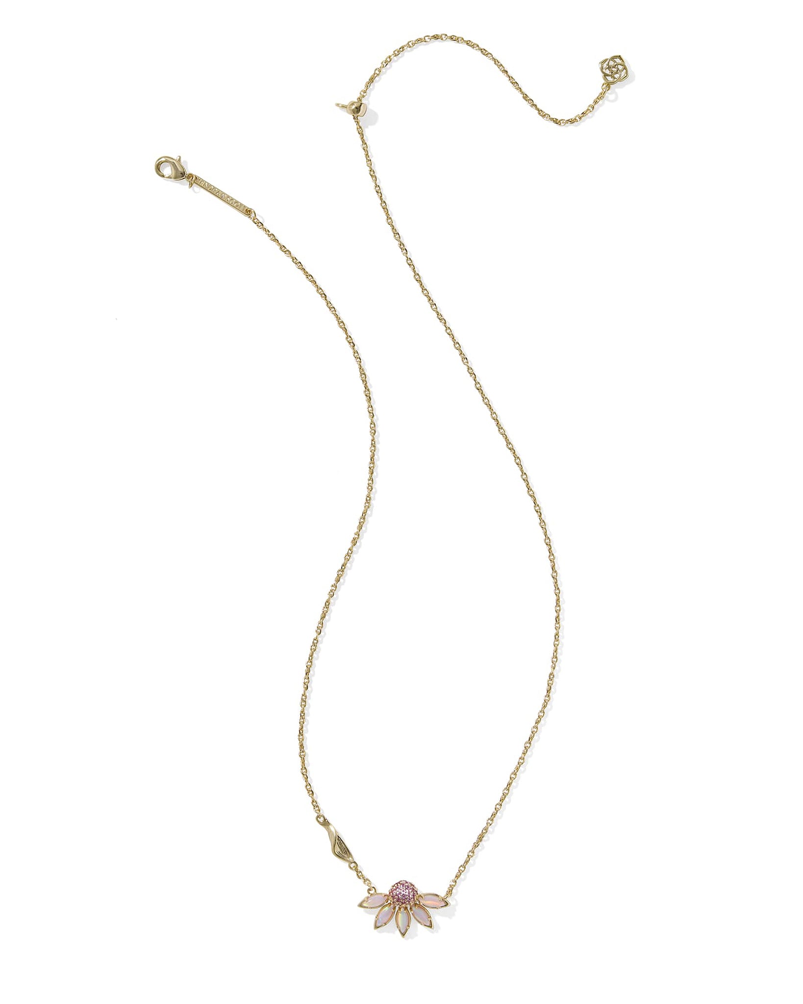 Kendra Scott Anya Flower Short Pendant Necklace in Light Pink Mix and Gold Plated