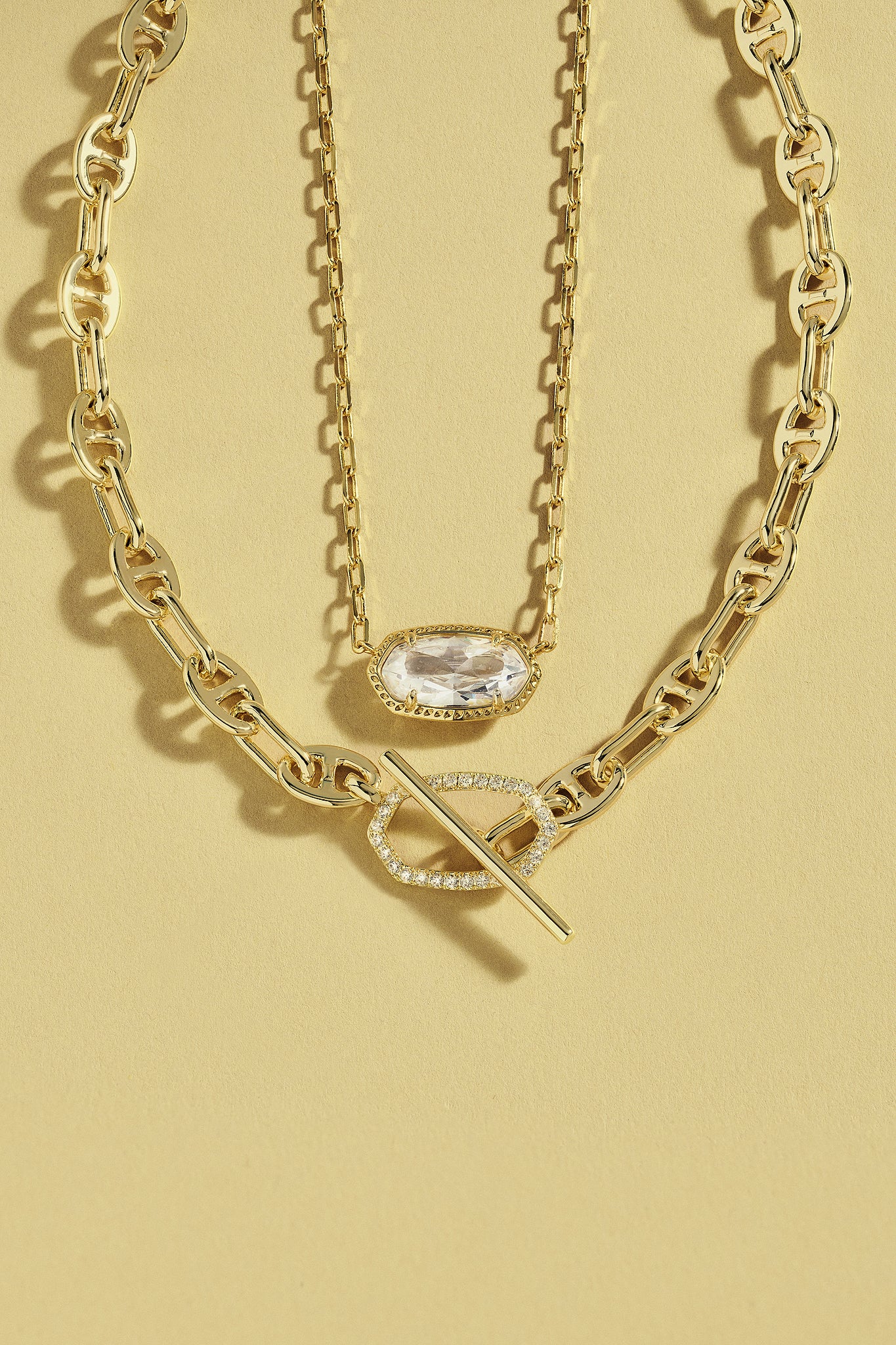Kendra Scott Elisa Luxe Oval Pendant Necklace in White CZ and Gold Plated