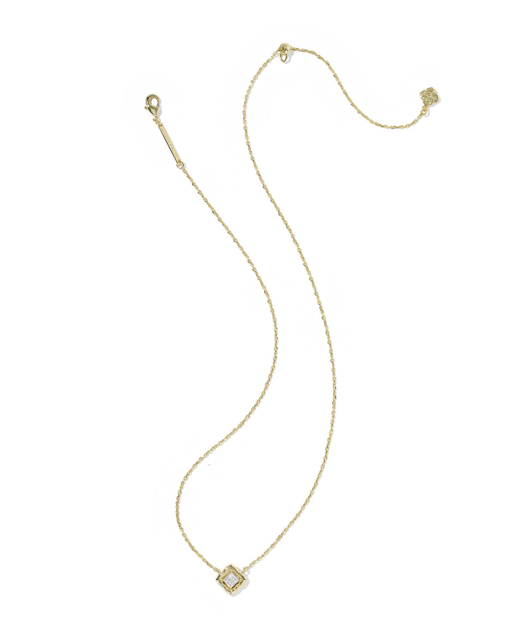 Kendra Scott Mallory Crystal Short Pendant Necklace in White CZ and Gold
