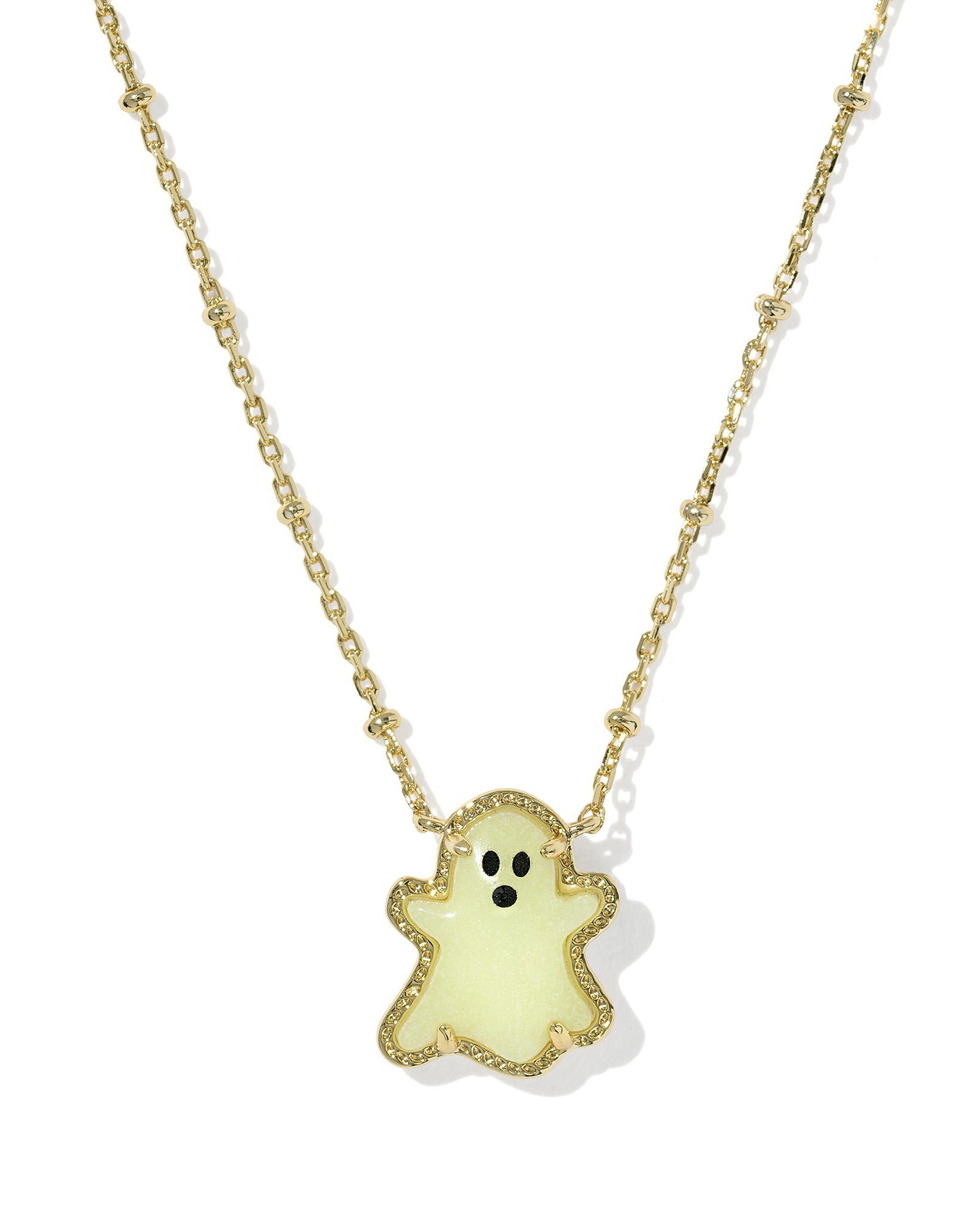 Kendra Scott Ghost Short Pendant Necklace in White Glow in the Dark Glass and Gold