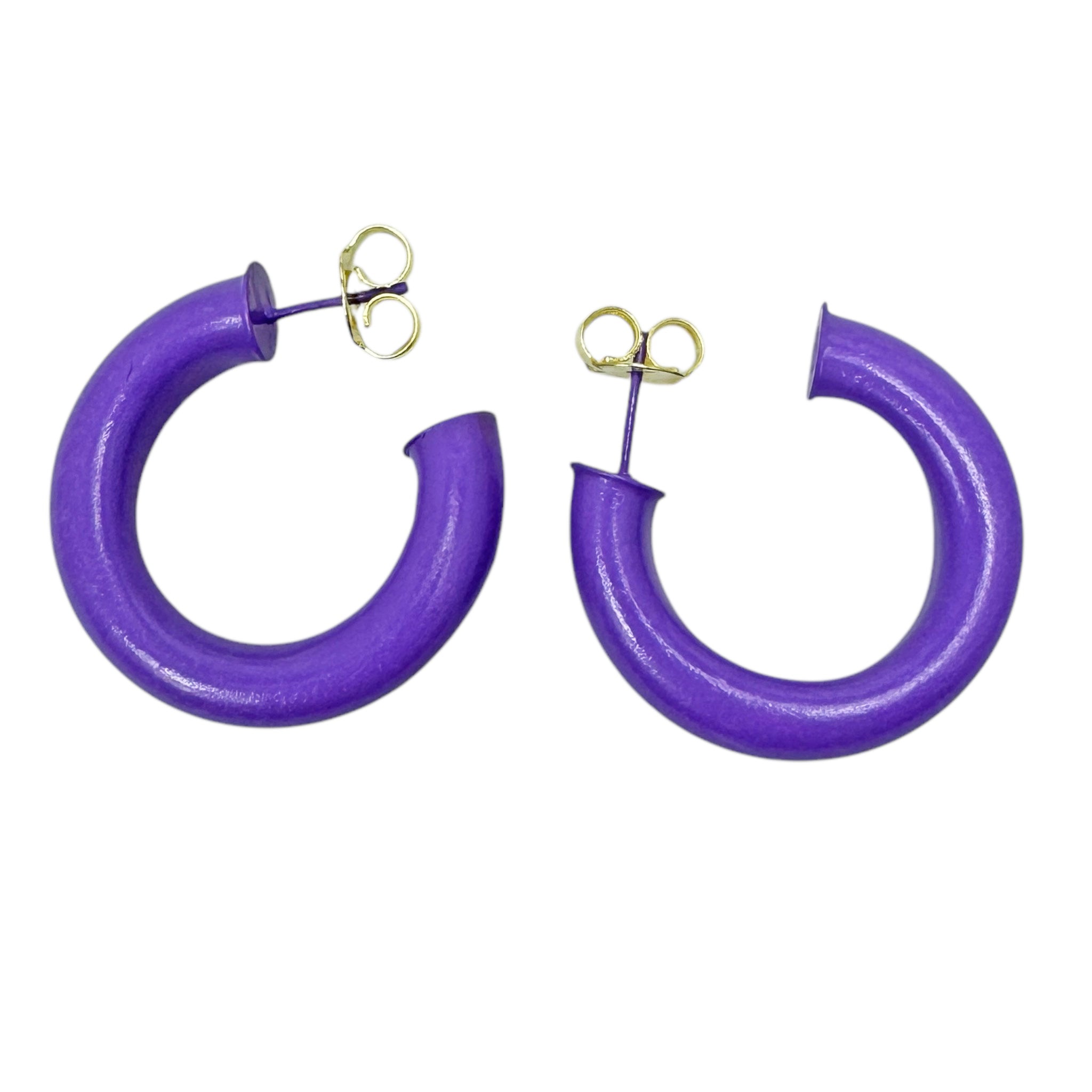 Sheila Fajl Thick Small Chantal Hoop Earrings in Painted Purple