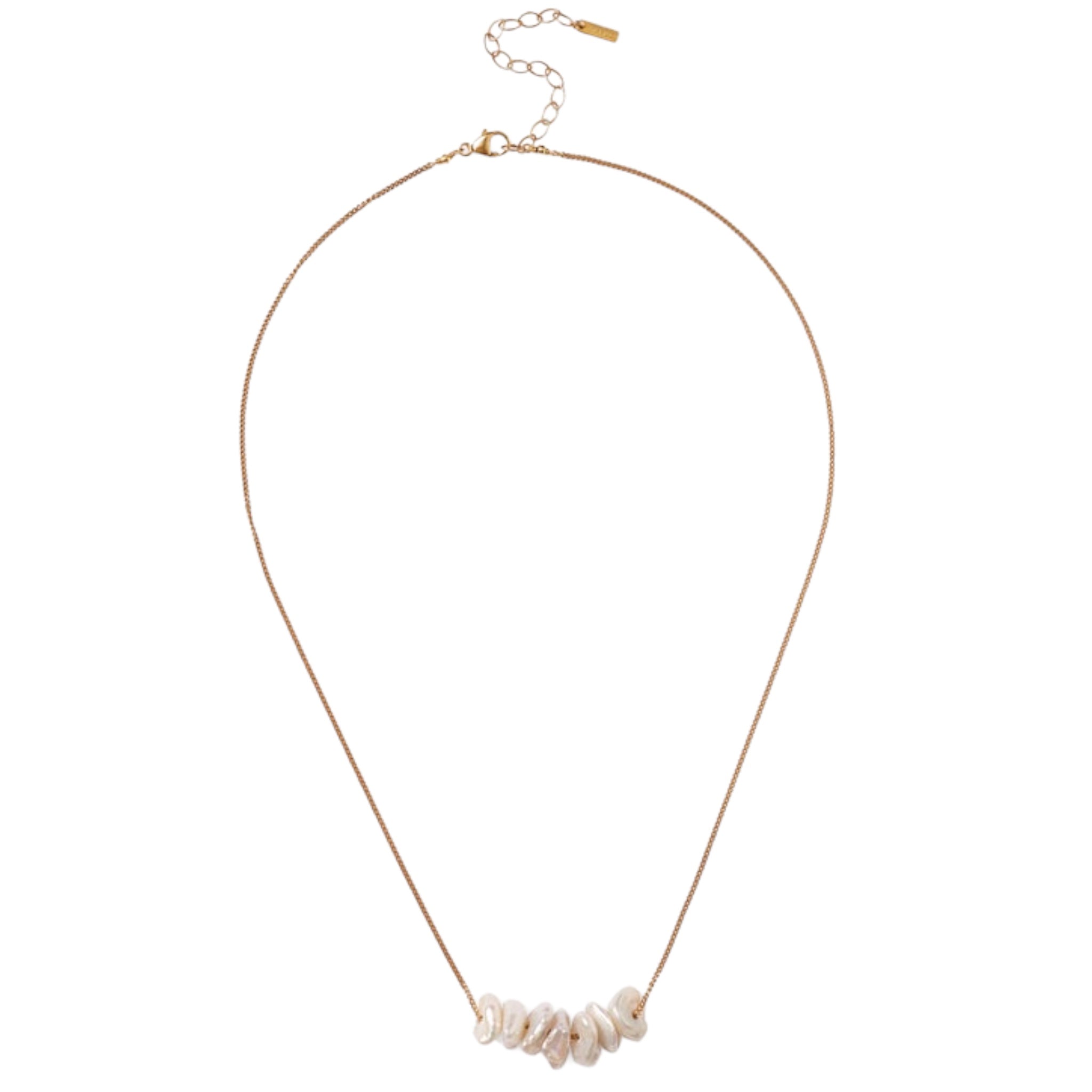 Chan Luu White Natural Keshi Multi Pearl Pendant Necklace in 18k Gold Vermeil