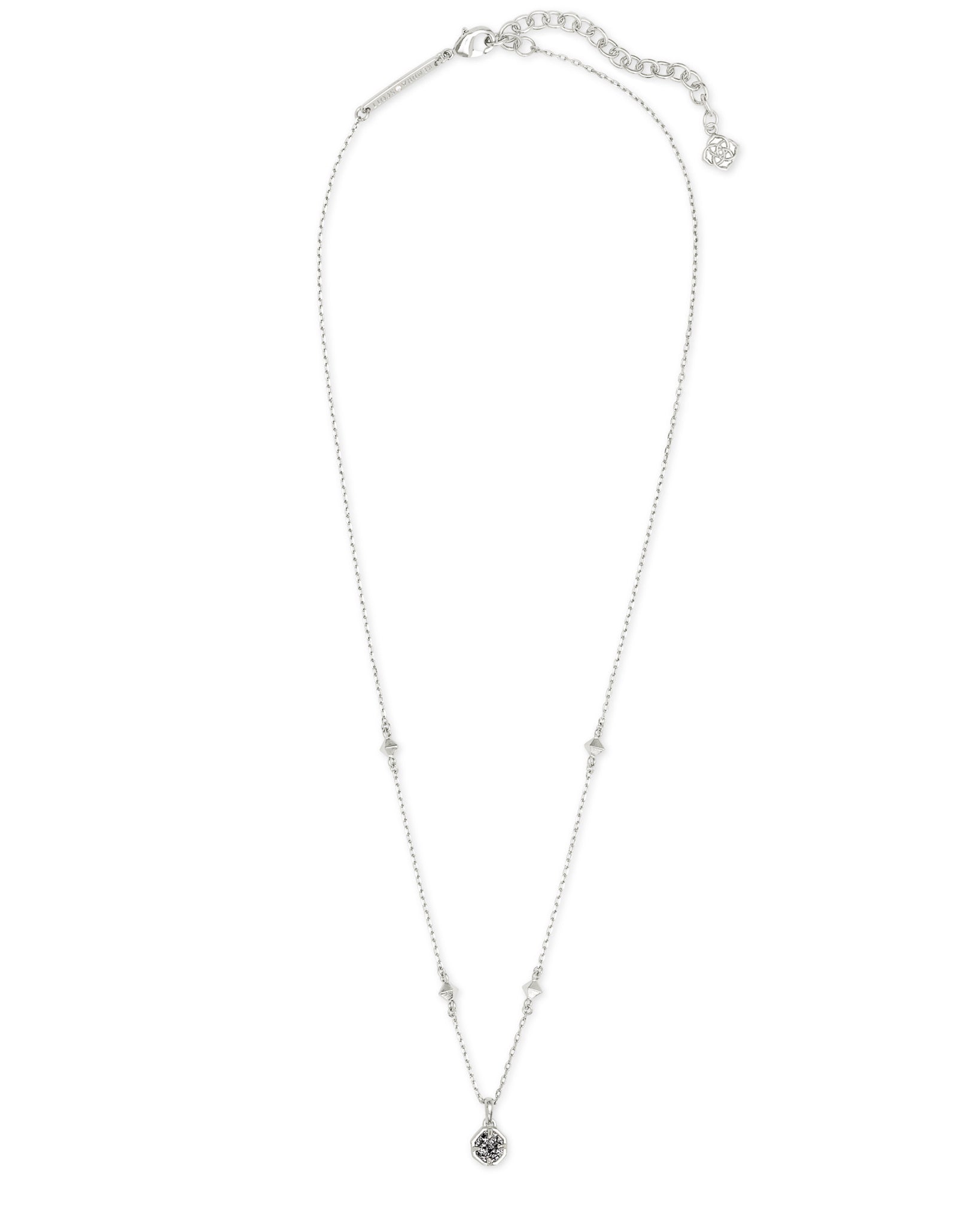 Kendra Scott Nola Pendant Necklace in Platinum Drusy and Rhodium Plated