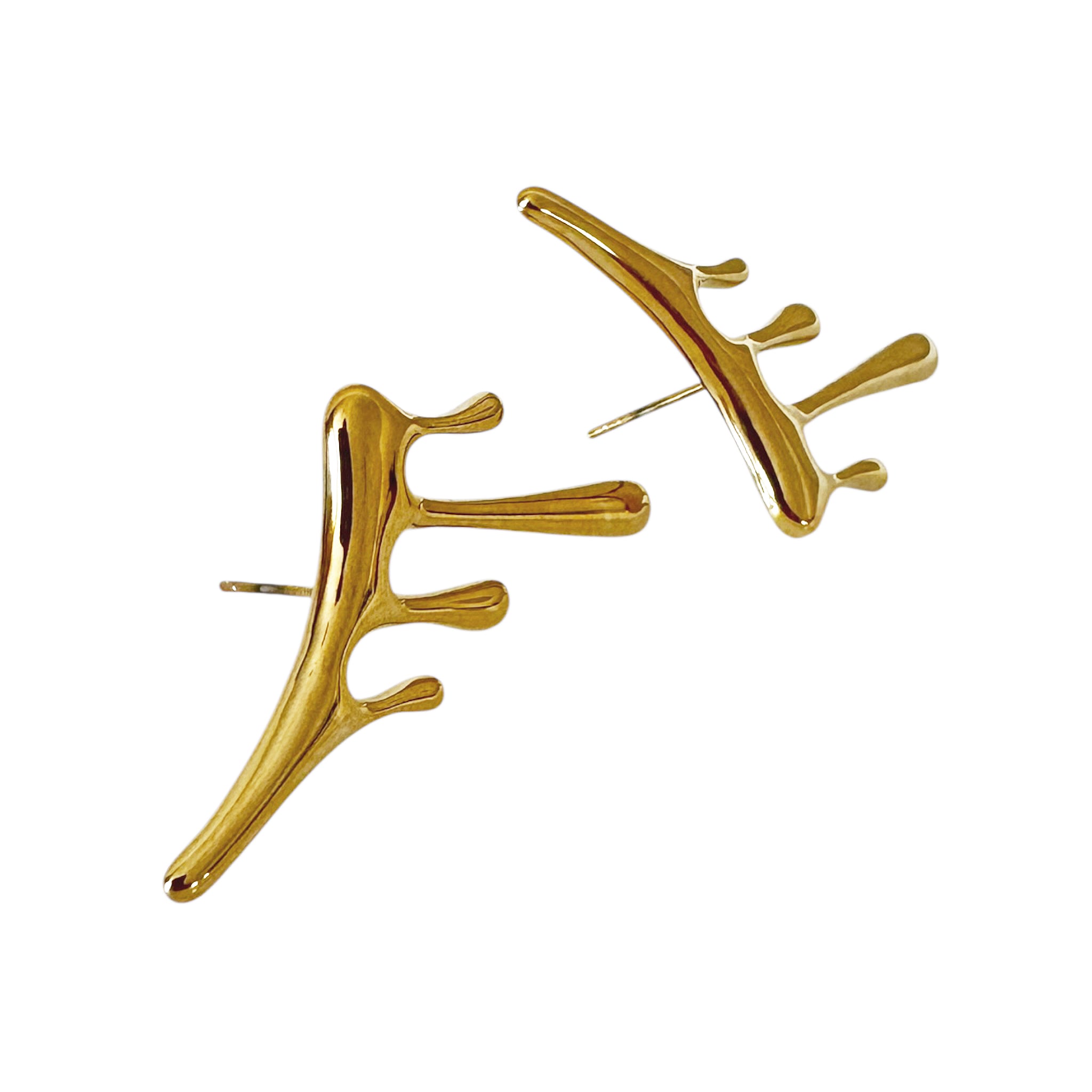 Peter and June Lava Ear Climber Stud Earrings in Polished 18k Gold Plated