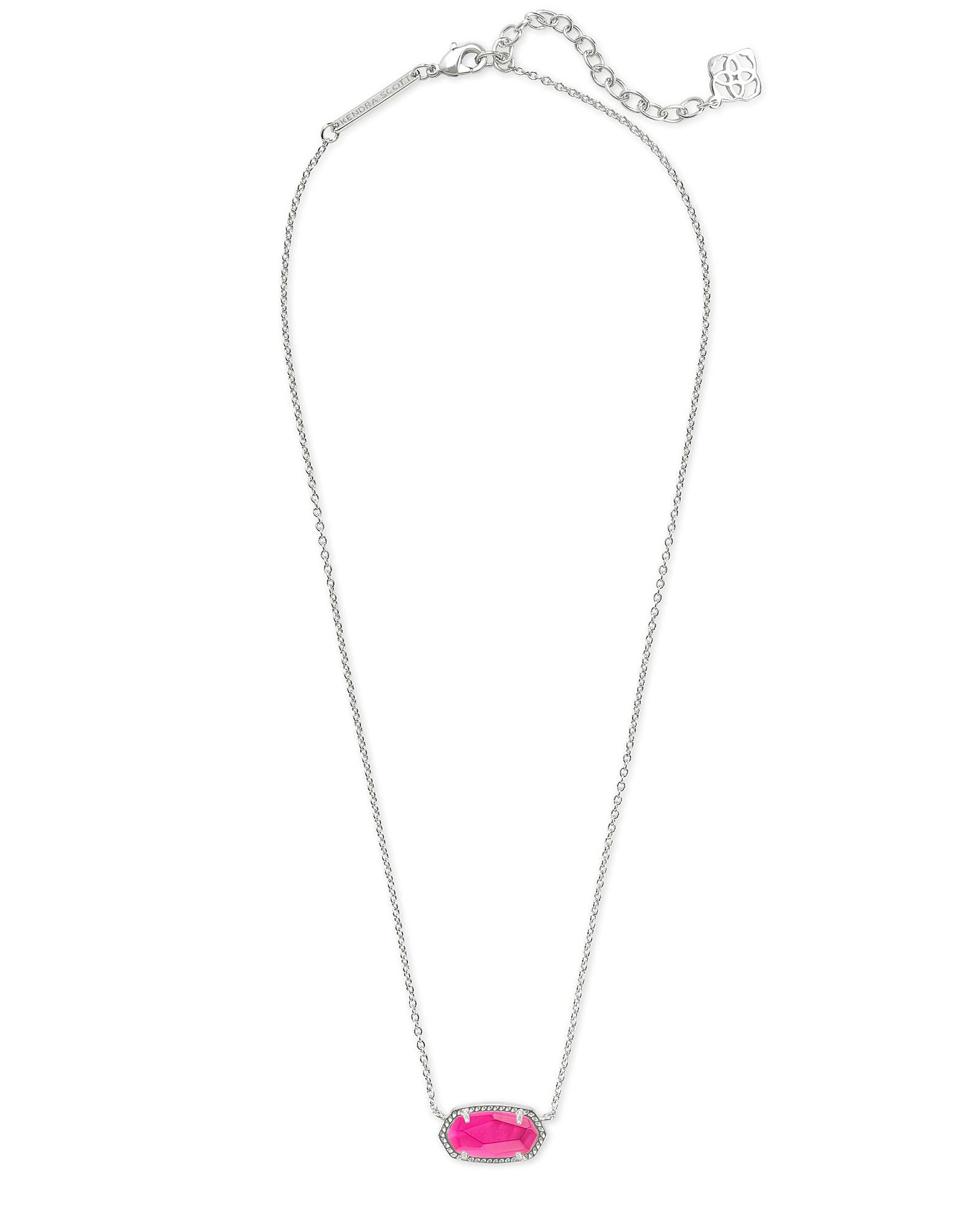 Kendra Scott Elisa Oval Pendant Necklace in Azalea Illusion and Rhodium