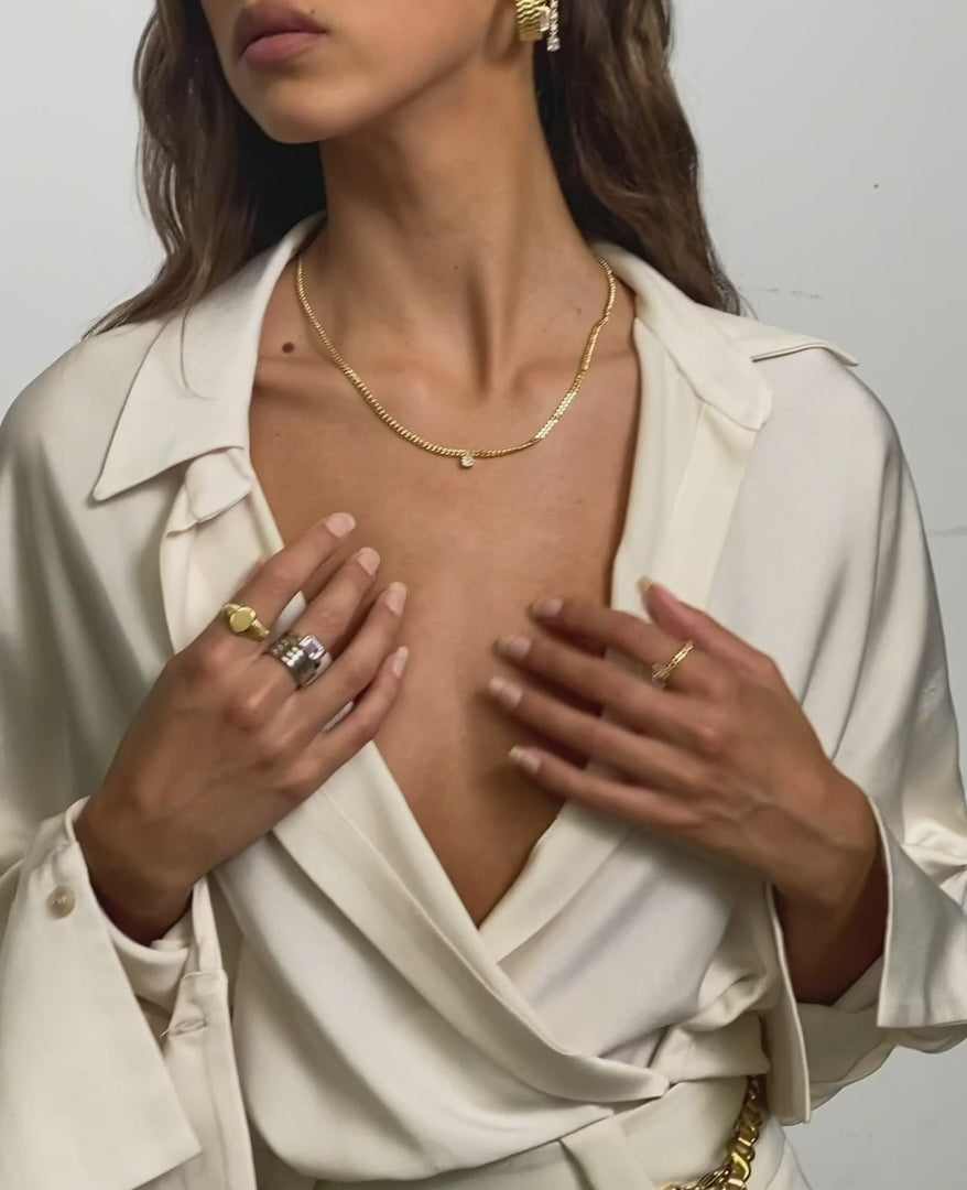 Luv Aj Bardot Stud Charm Pendant Necklace in CZ and Gold Plated