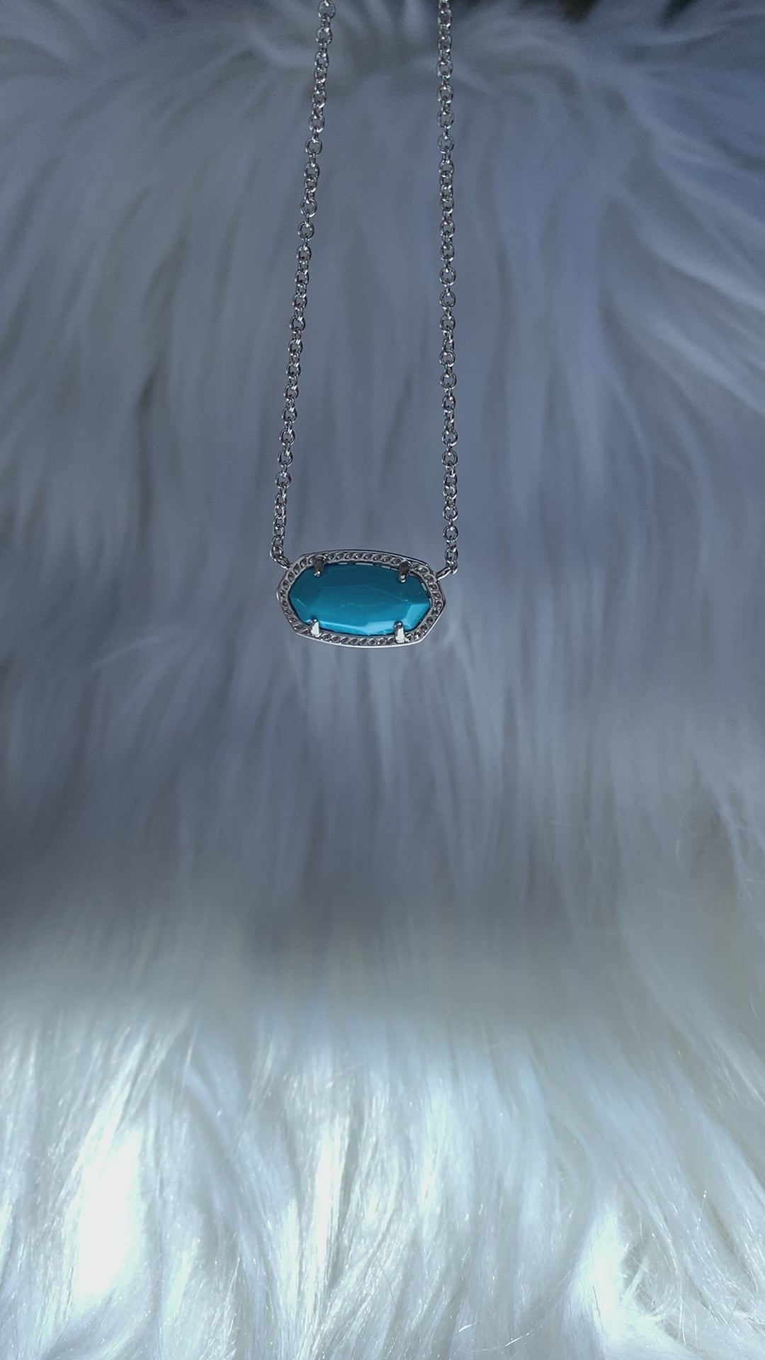 Kendra Scott Elisa Oval Pendant Necklace in Bright Blue Magnesite and Rhodium
