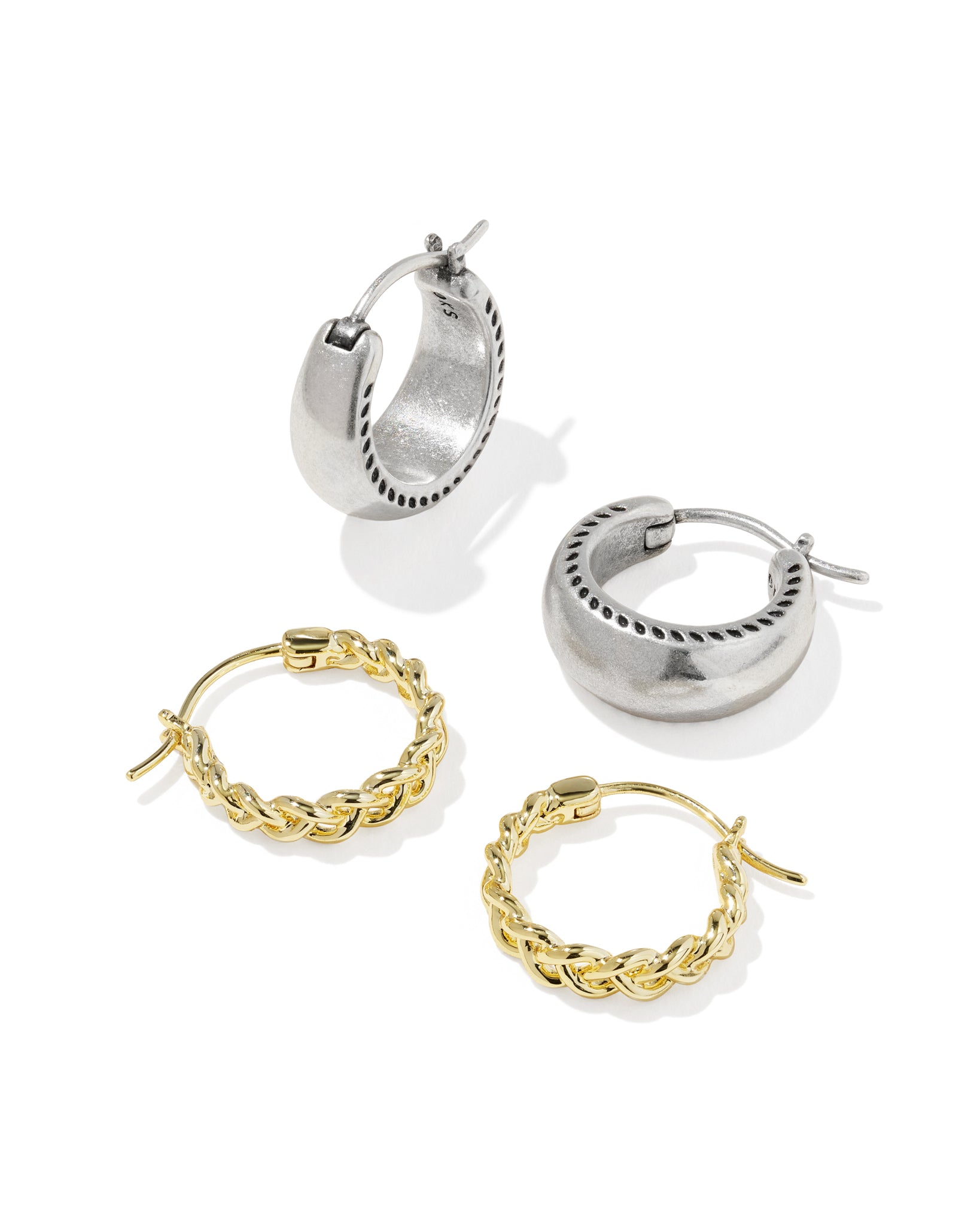 Kendra Scott Gabriella Set of Two Huggie Hoop Earrings in Mixed Metal Gold and Rhodium Plated
