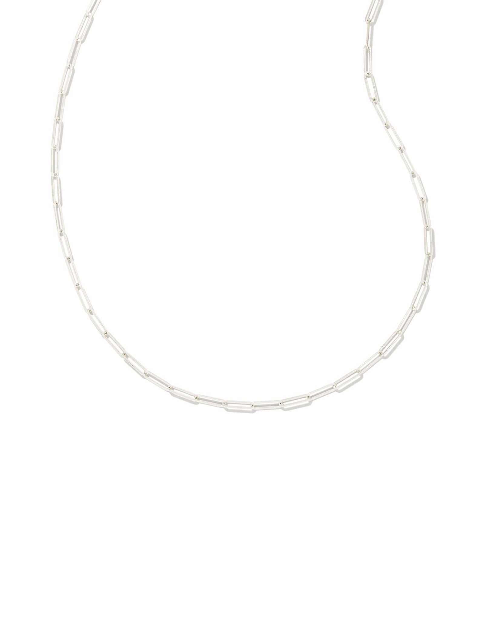 Kendra Scott Courtney Paperclip Chain Necklace in Rhodium Plated