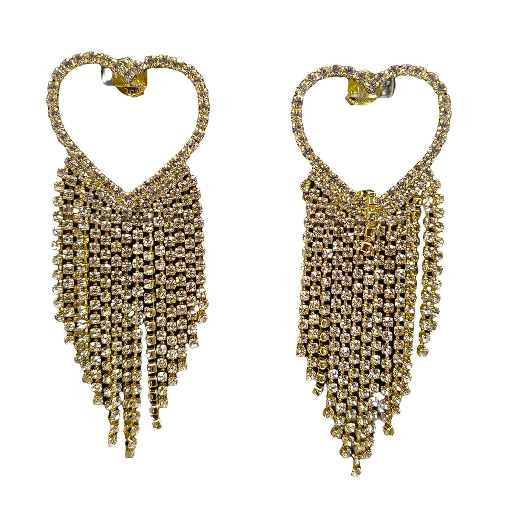 Sheila Fajl Margaux Open Heart Large Statement Earrings in CZ and Gold Plated