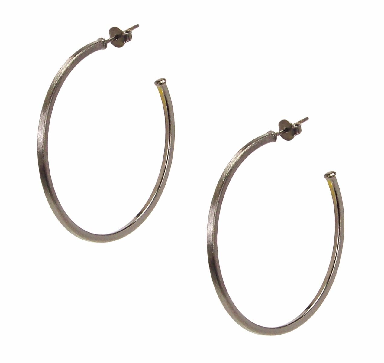 image of Sheila Fajl Perfect Hoop Earrings in Gunmetal