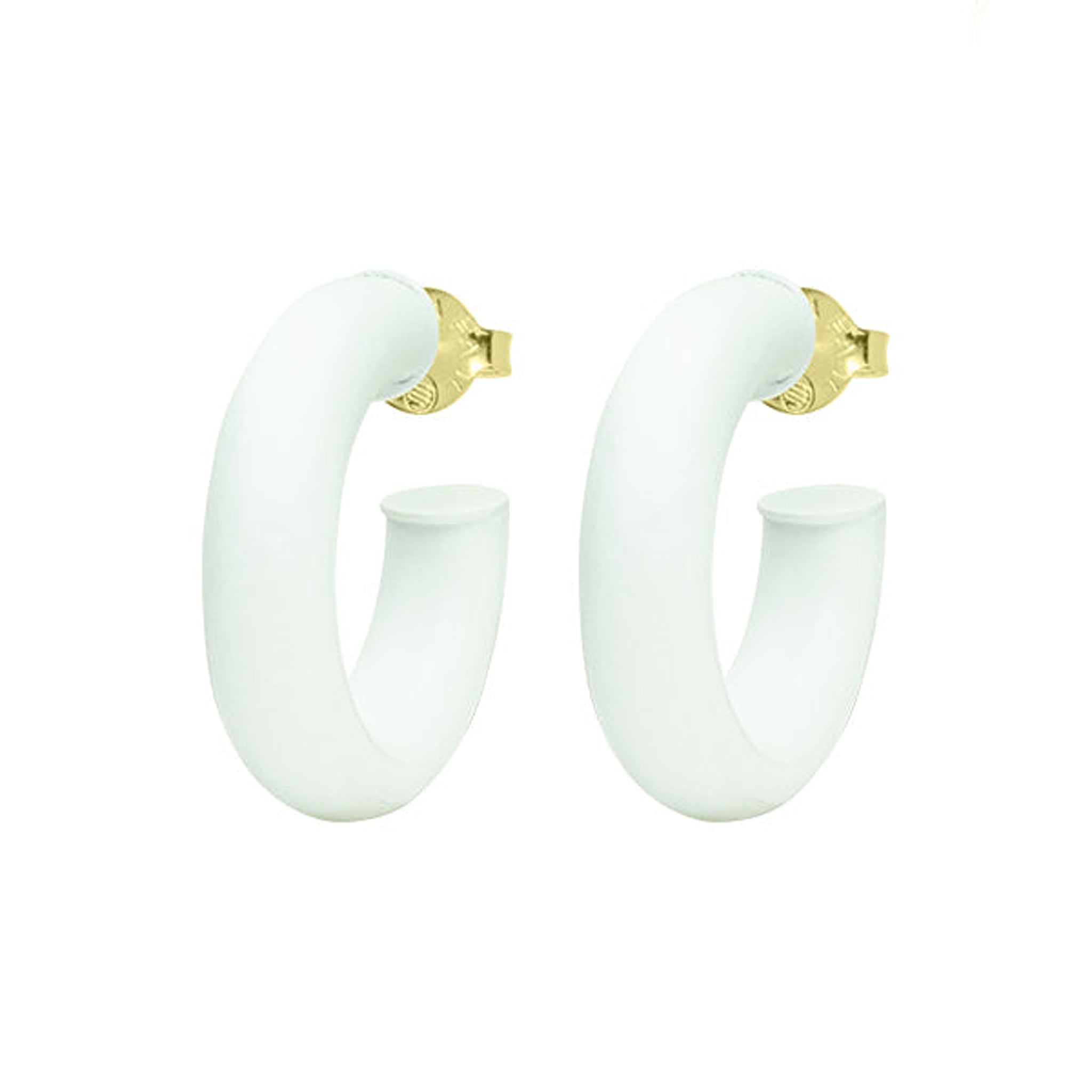Sheila Fajl Thick Small Chantal Hoop Earrings in Painted White