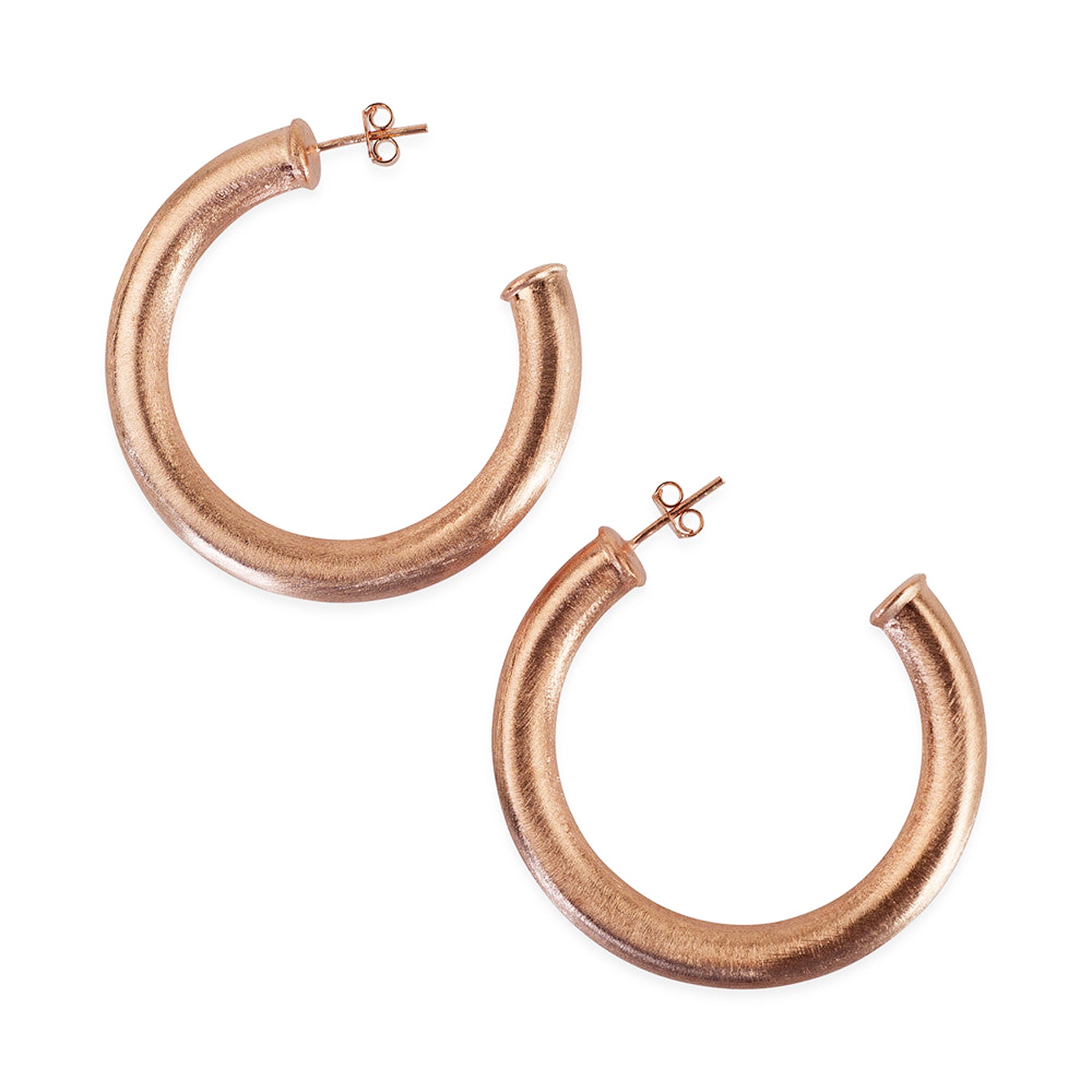 Sheila Fajl Thick Chantal Hoop Earrings in Brushed Rose Gold Plated