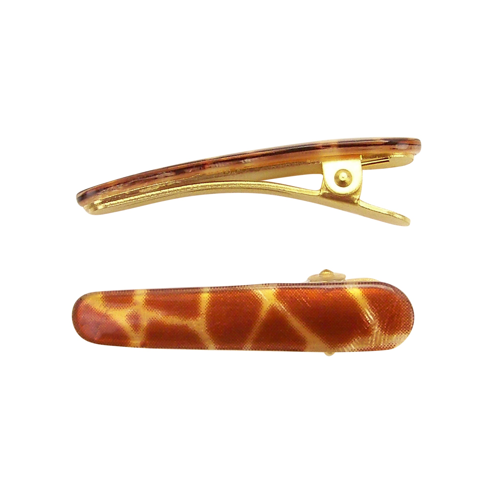 image of Ficcare Ficcaritos Hair Clip Pair in Giraffe and Gold Plated