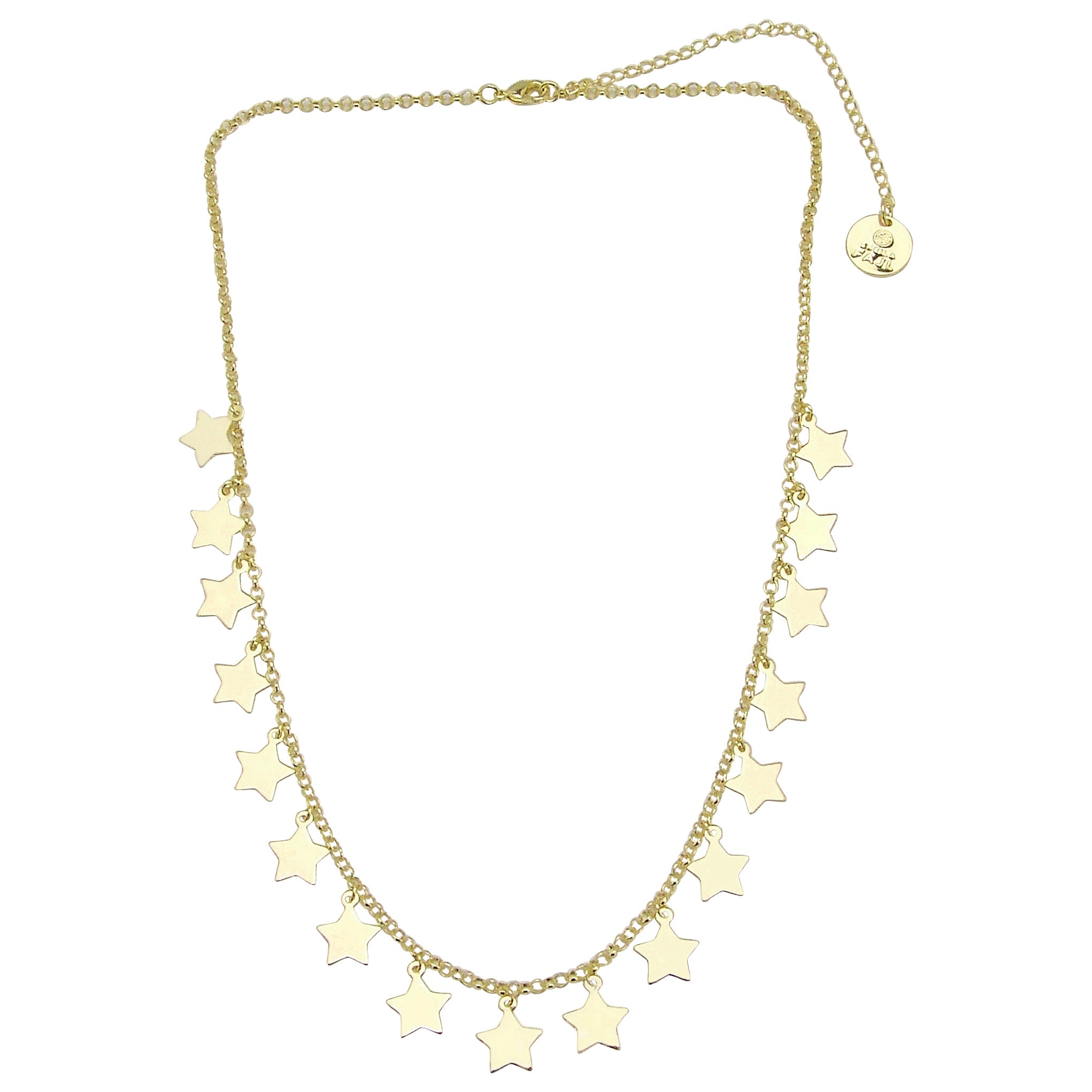 Full image of Sheila Fajl Capella Multi Star Charm Dangle Necklace in Gold Plated